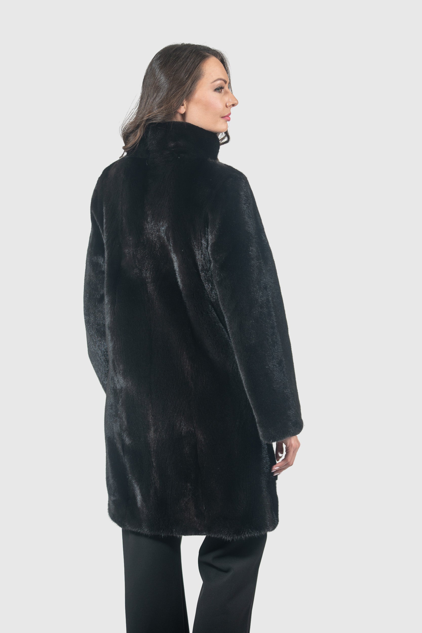 Blackglama Mink Half Coat With Stand Collar & Let Out Back