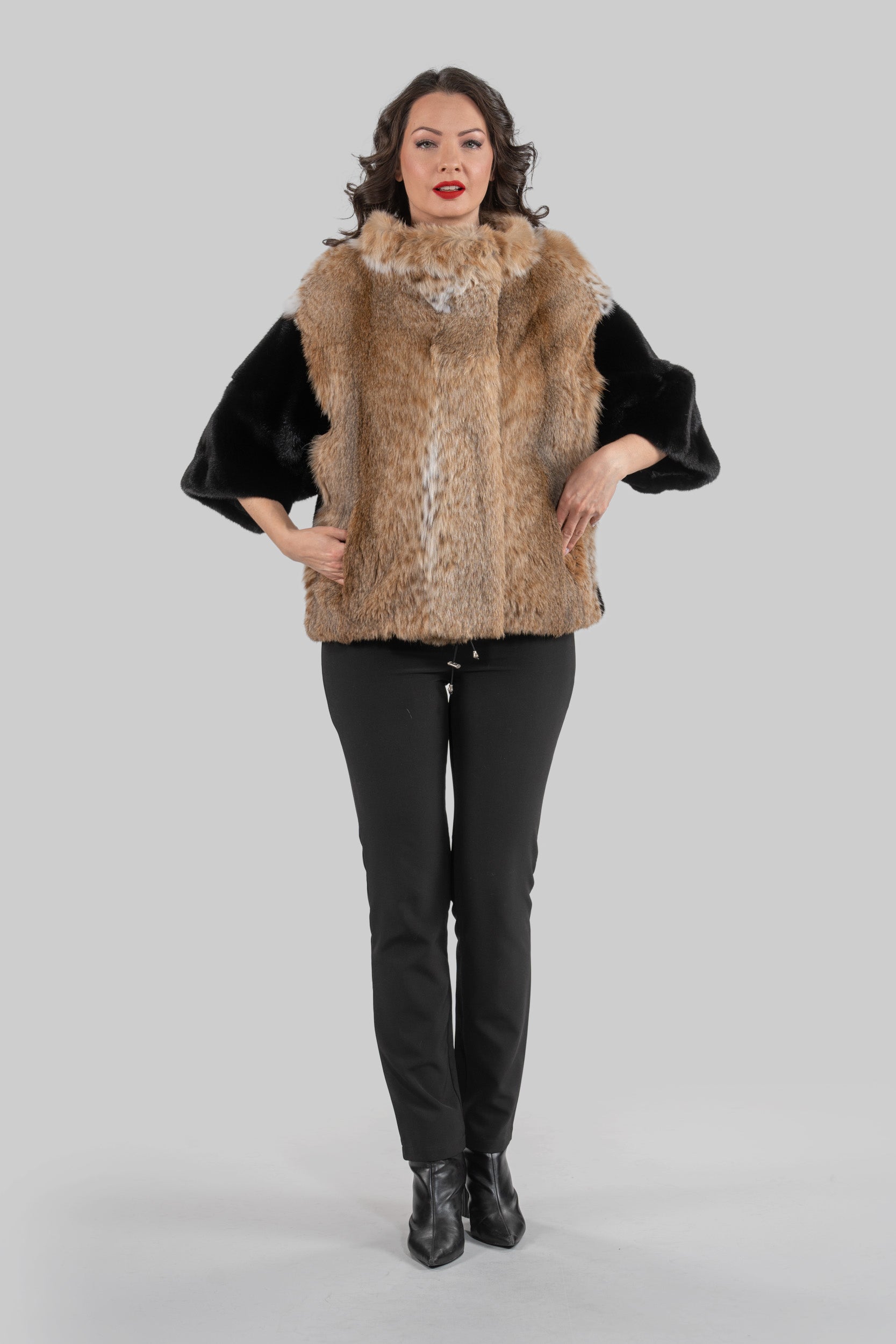 Bobcat Jacket with Mink Trim