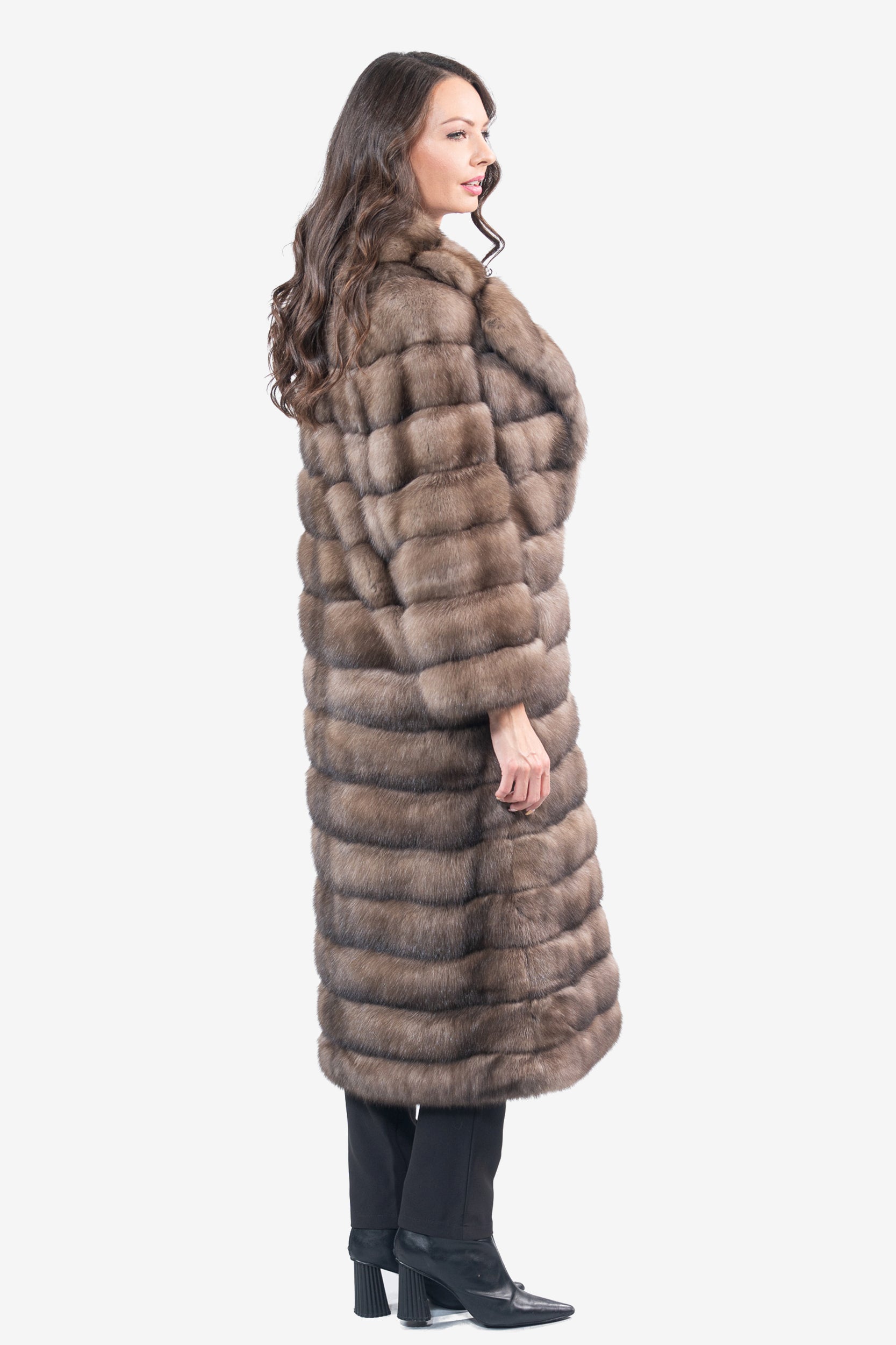 Platino Russian Sable Coat with Shawl Collar