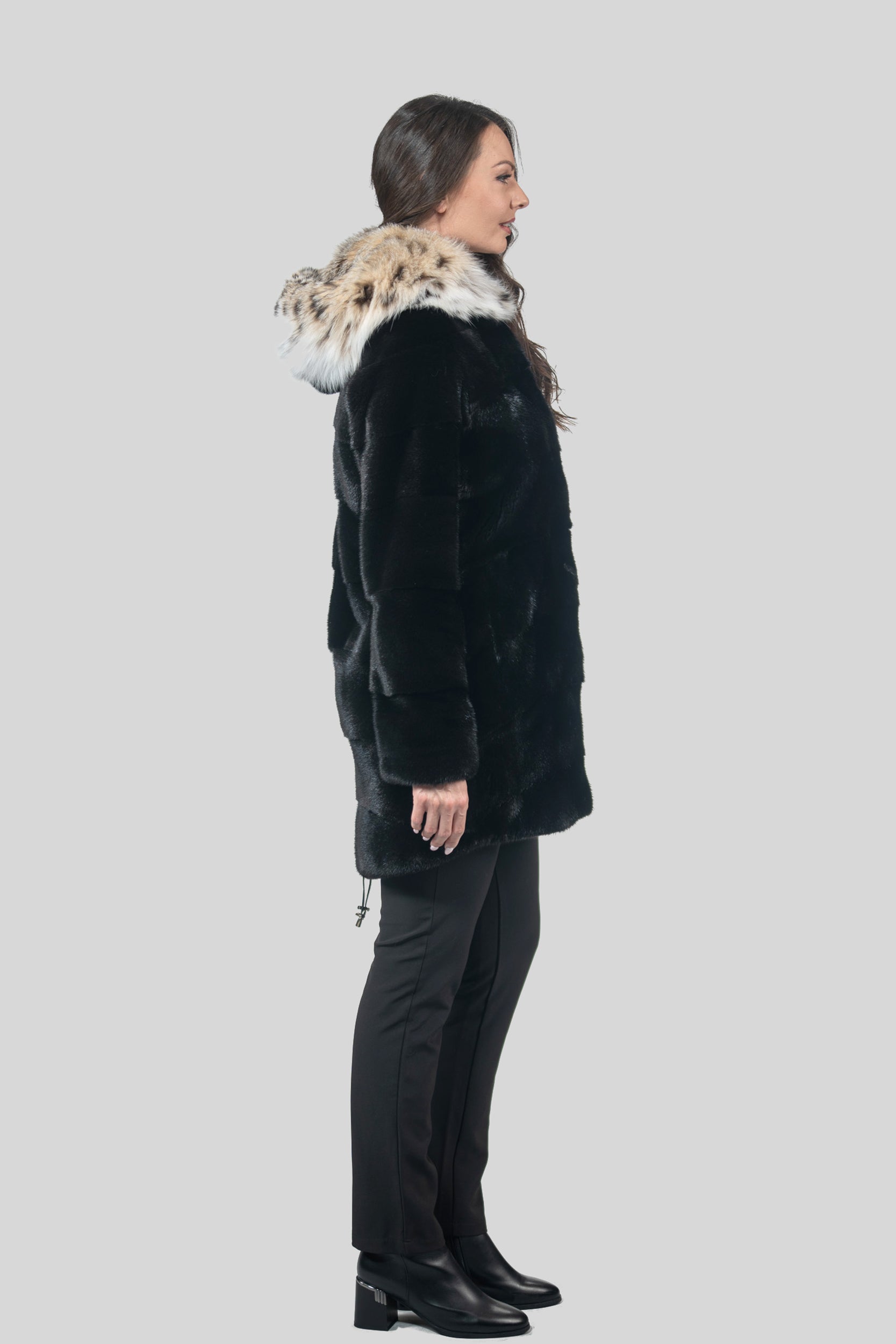 Blackglama Mink Half Coat with Bobcat Hood