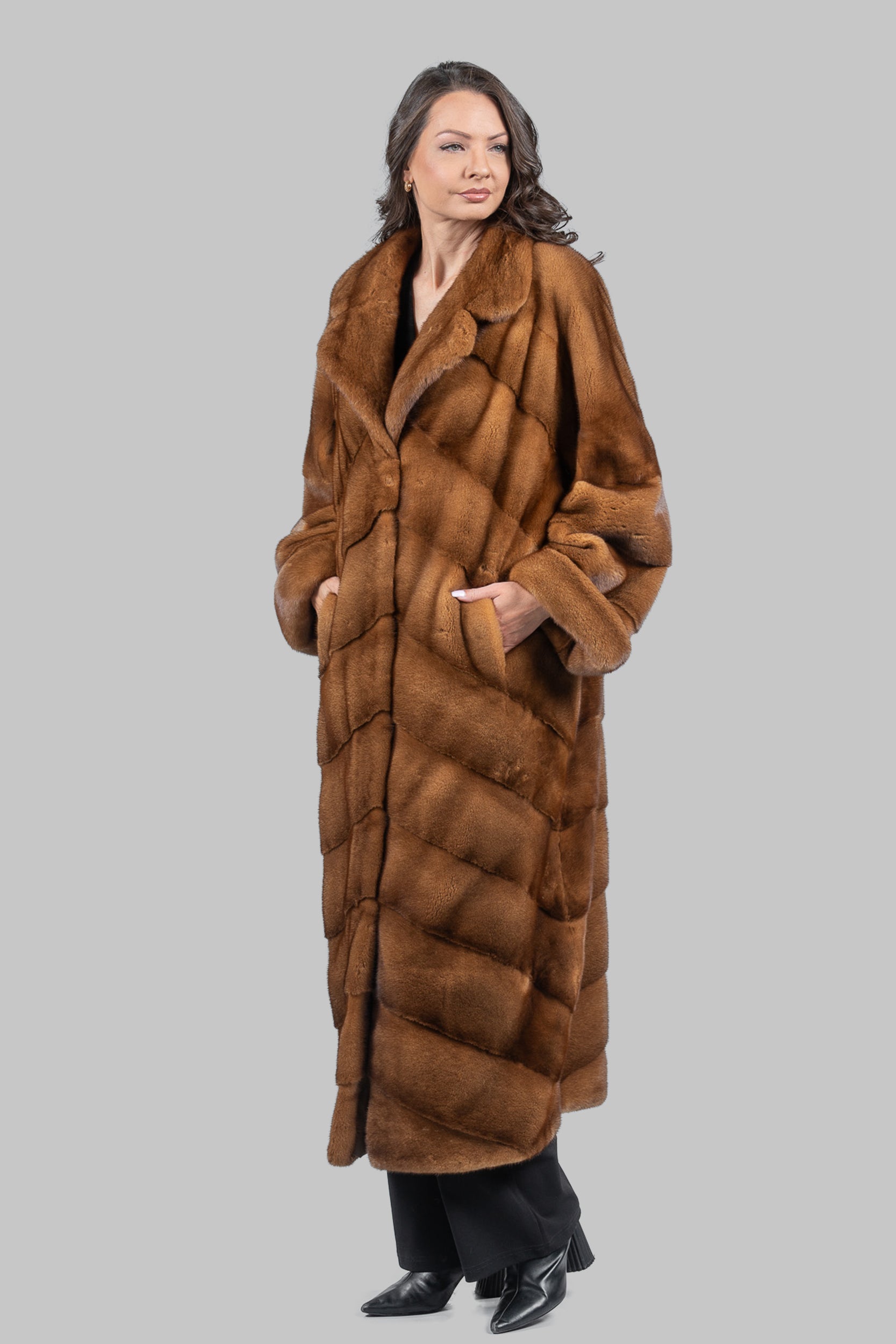Gold Mink Coat with Notch Collar