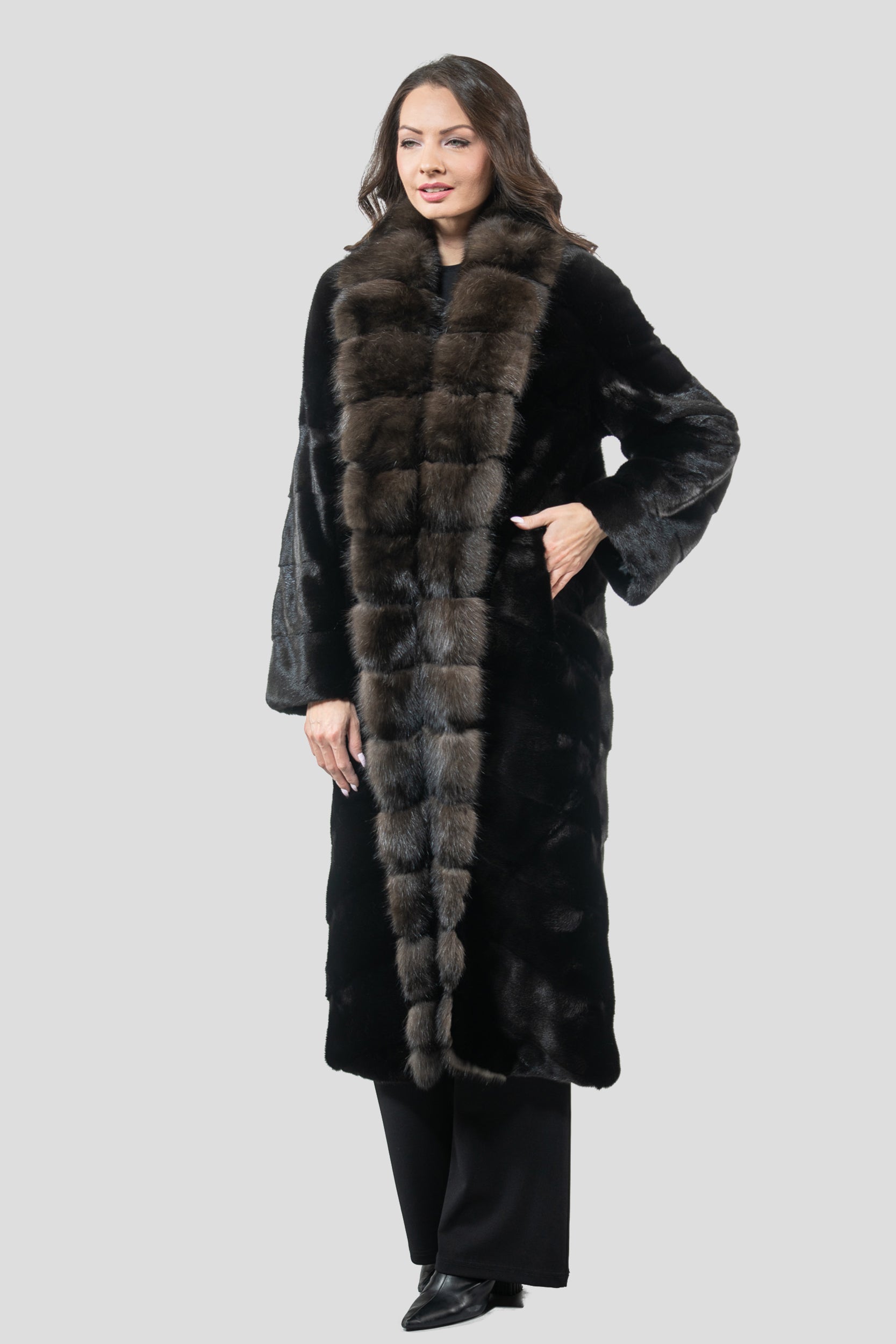 Blackglama Mink Coat With Russian Sable Trim