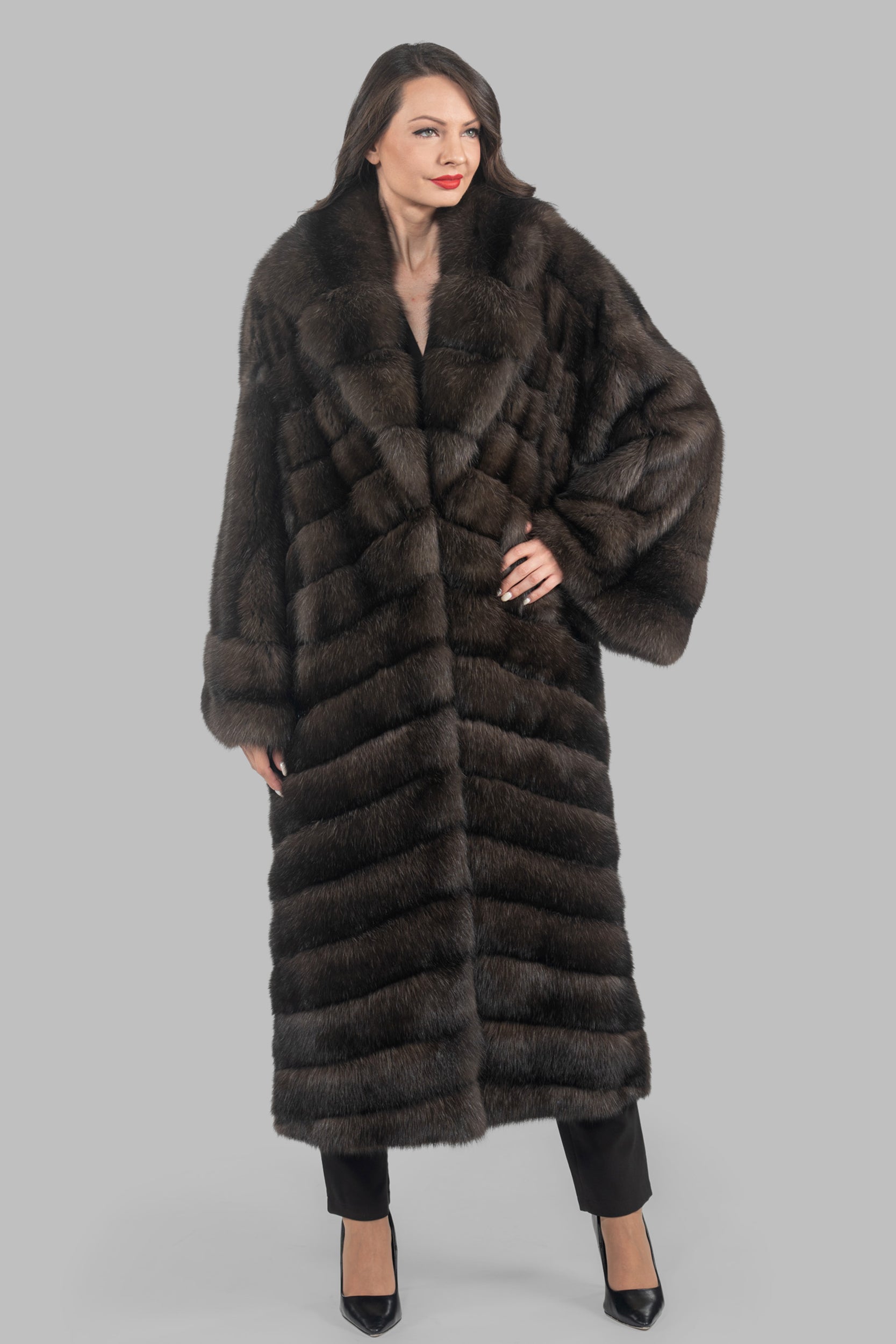 Dark Russian Sable Coat with Let Out Sleeves