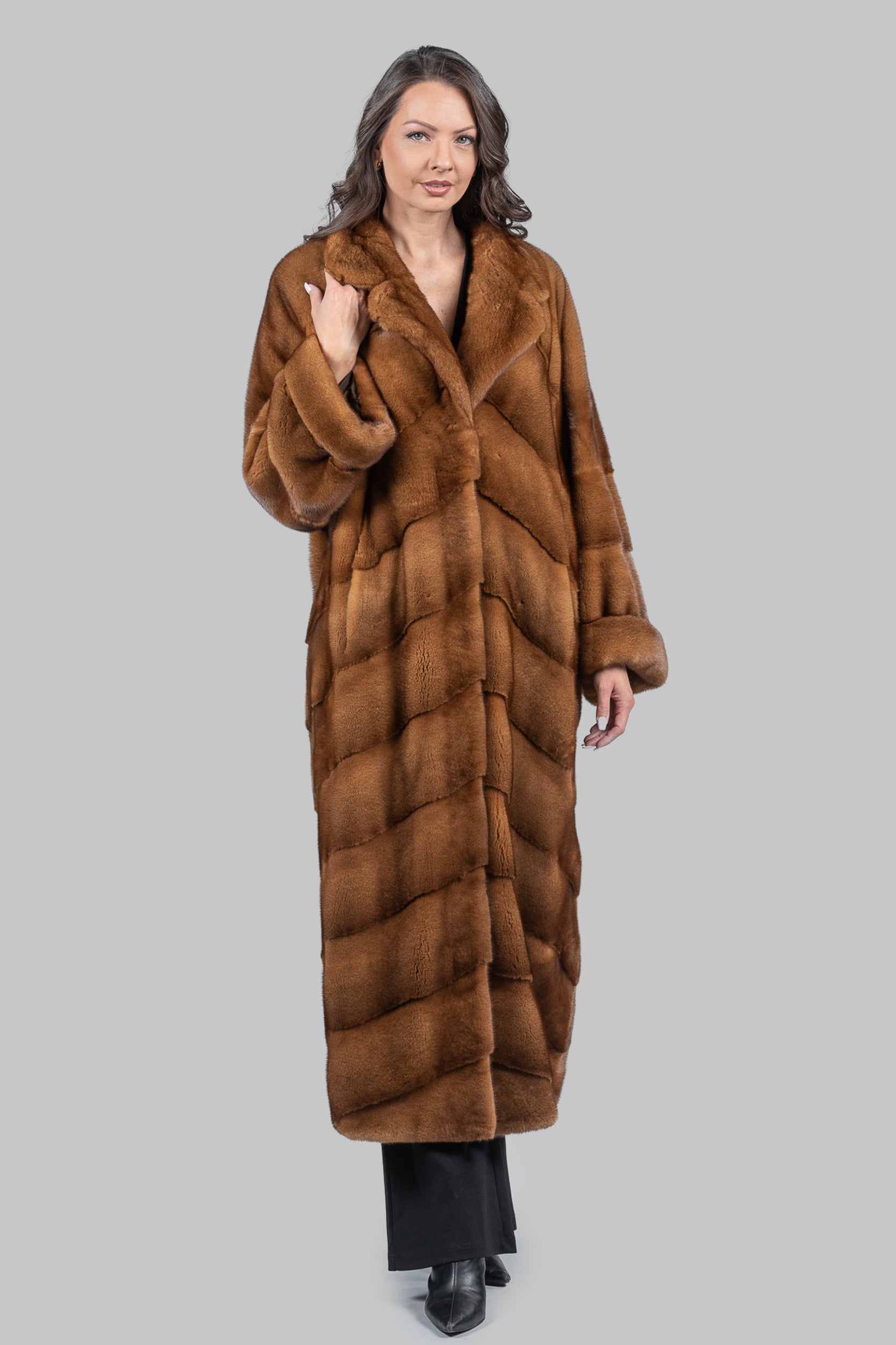 Gold Mink Coat with Notch Collar