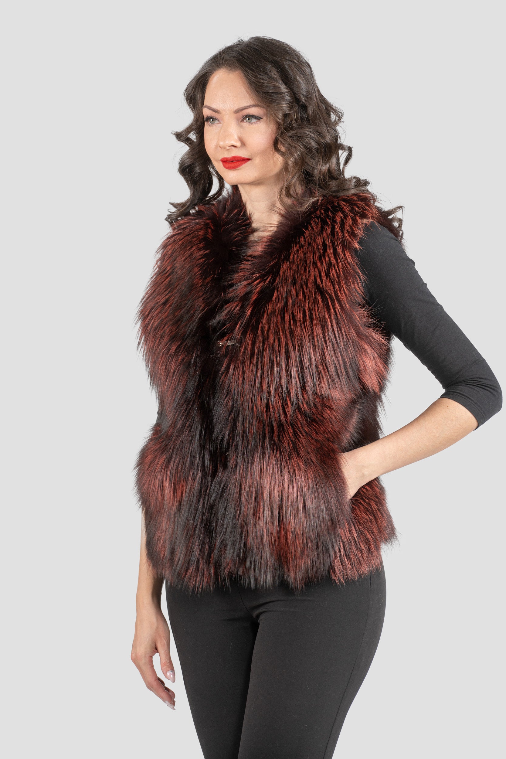 Bordeaux Fox Fur Vest