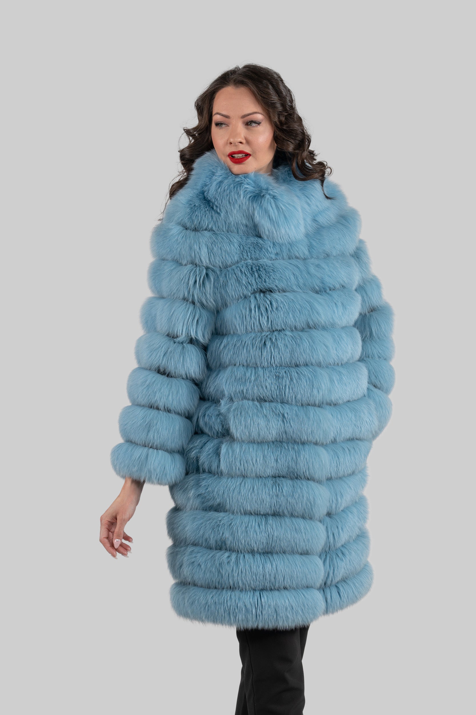 Blue Sky Full-Length Fox Fur Coat