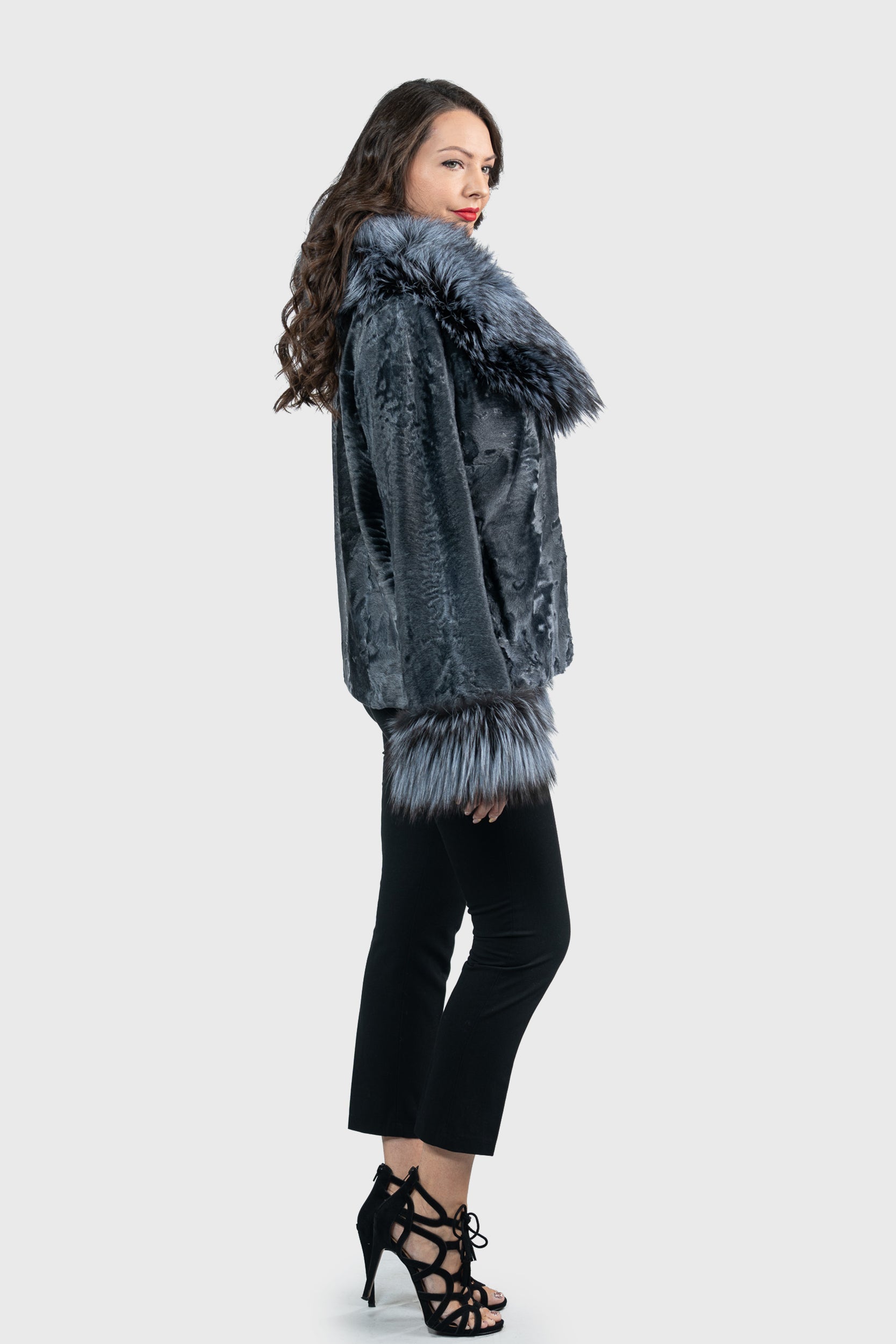 Asphalto Swakara Jacket with Fox Trim