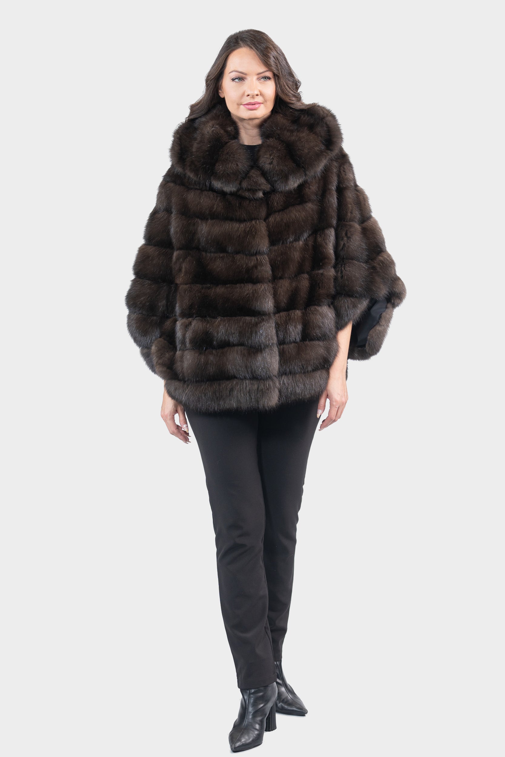 Dark Hooded Russian Sable Cape