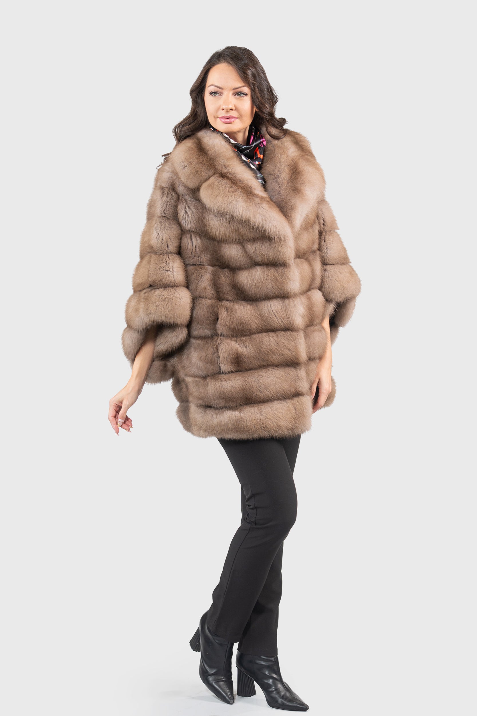 Graphite Baumarten Cape with Notch Collar