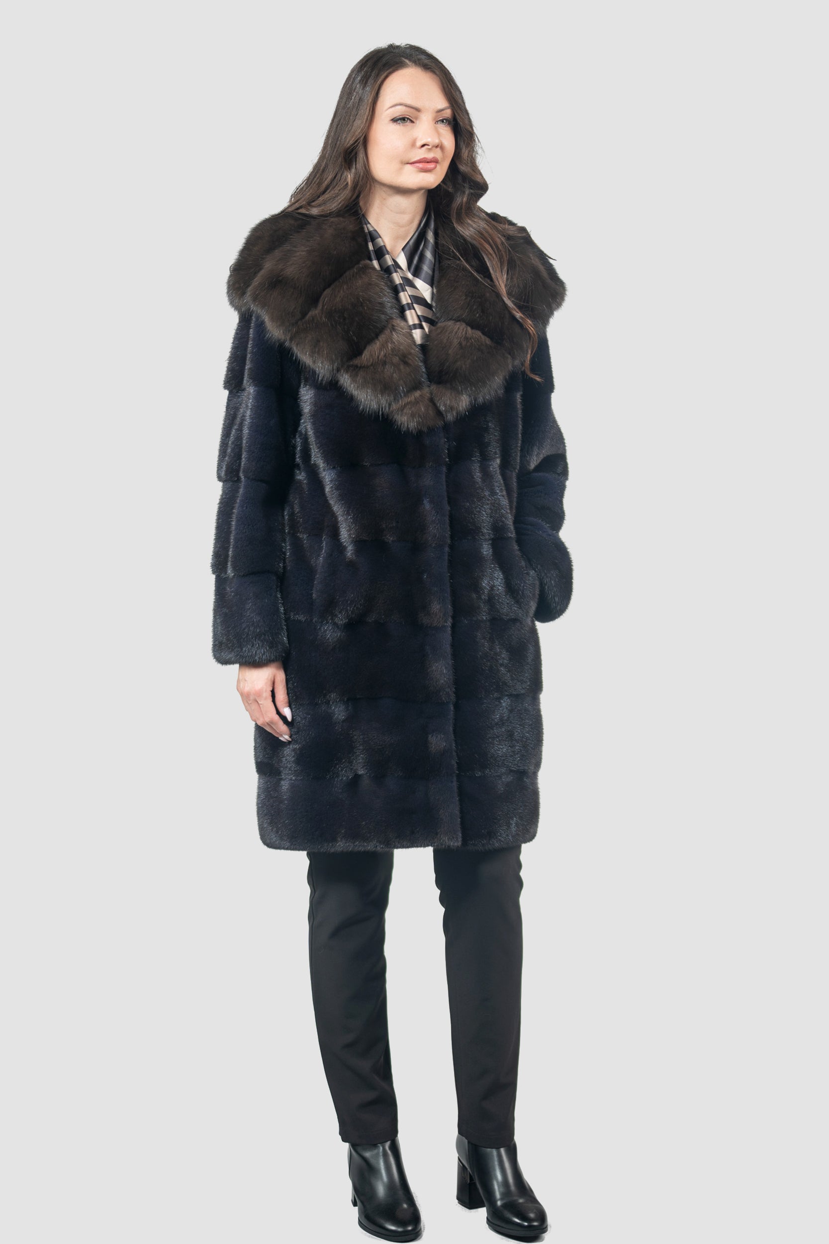 Purple Mink Half Coat with Russian Sable Hood