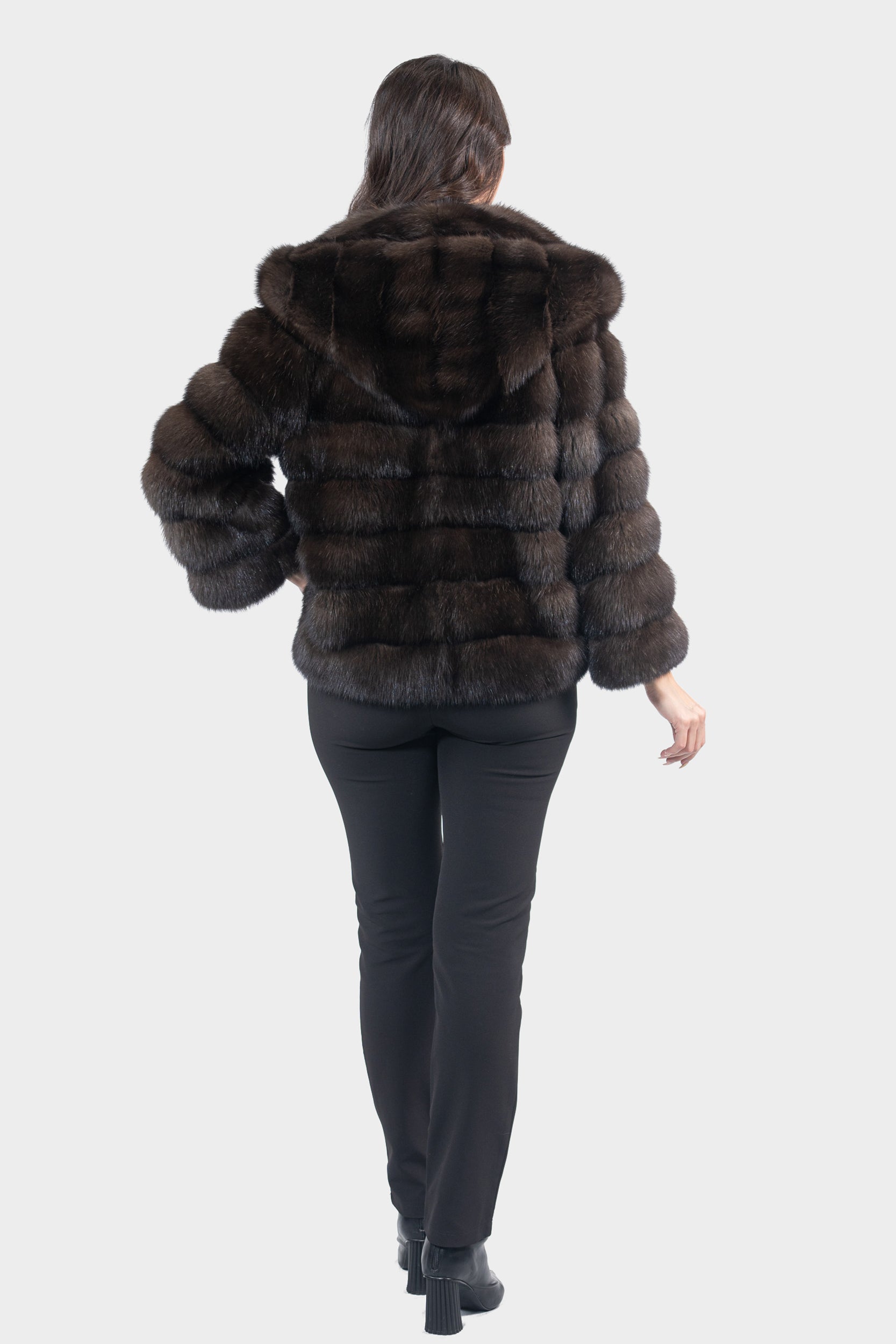 Dark Russian Sable Jacket with Hood