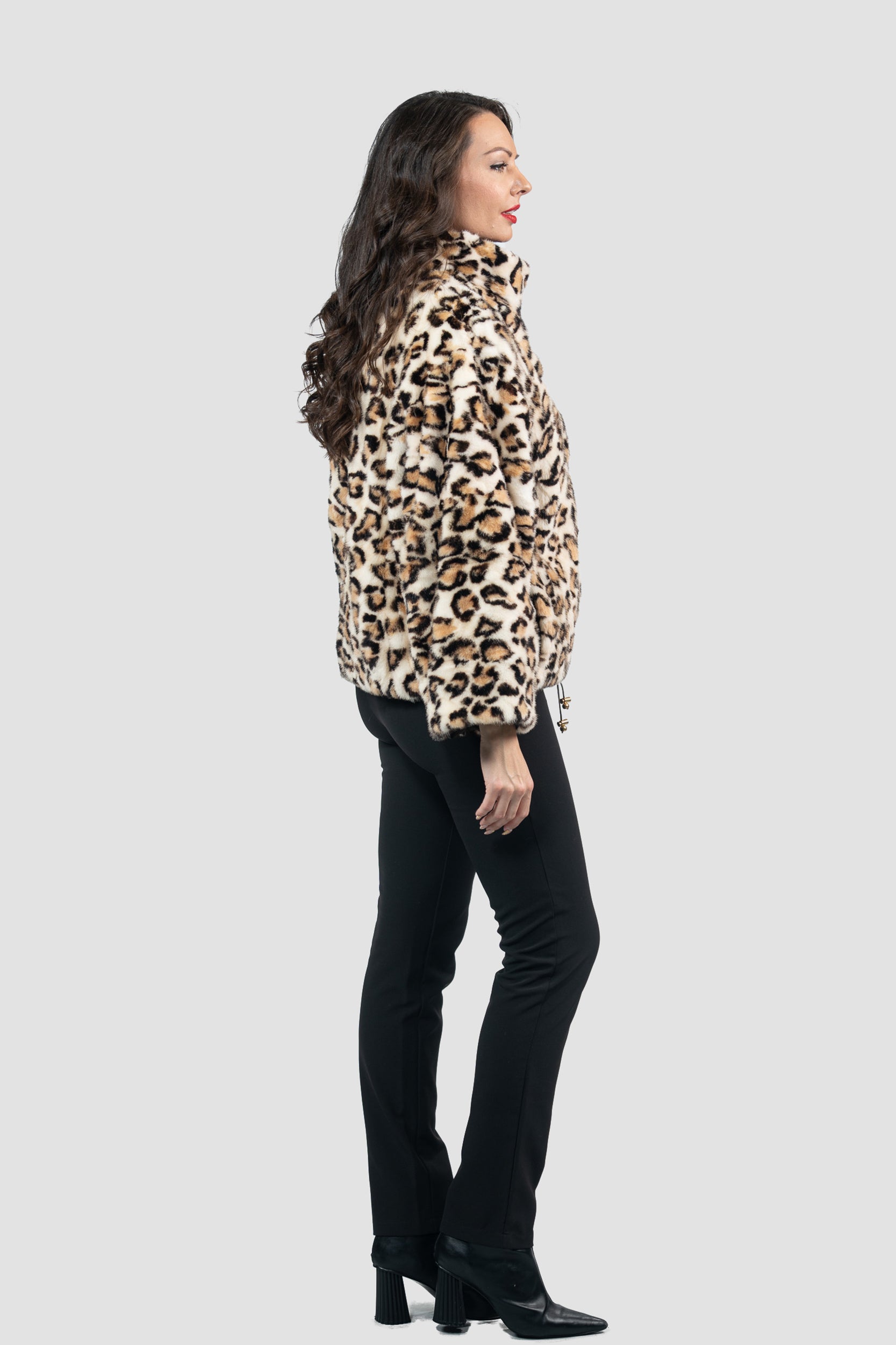 Leopard Mink Pieced Jacket
