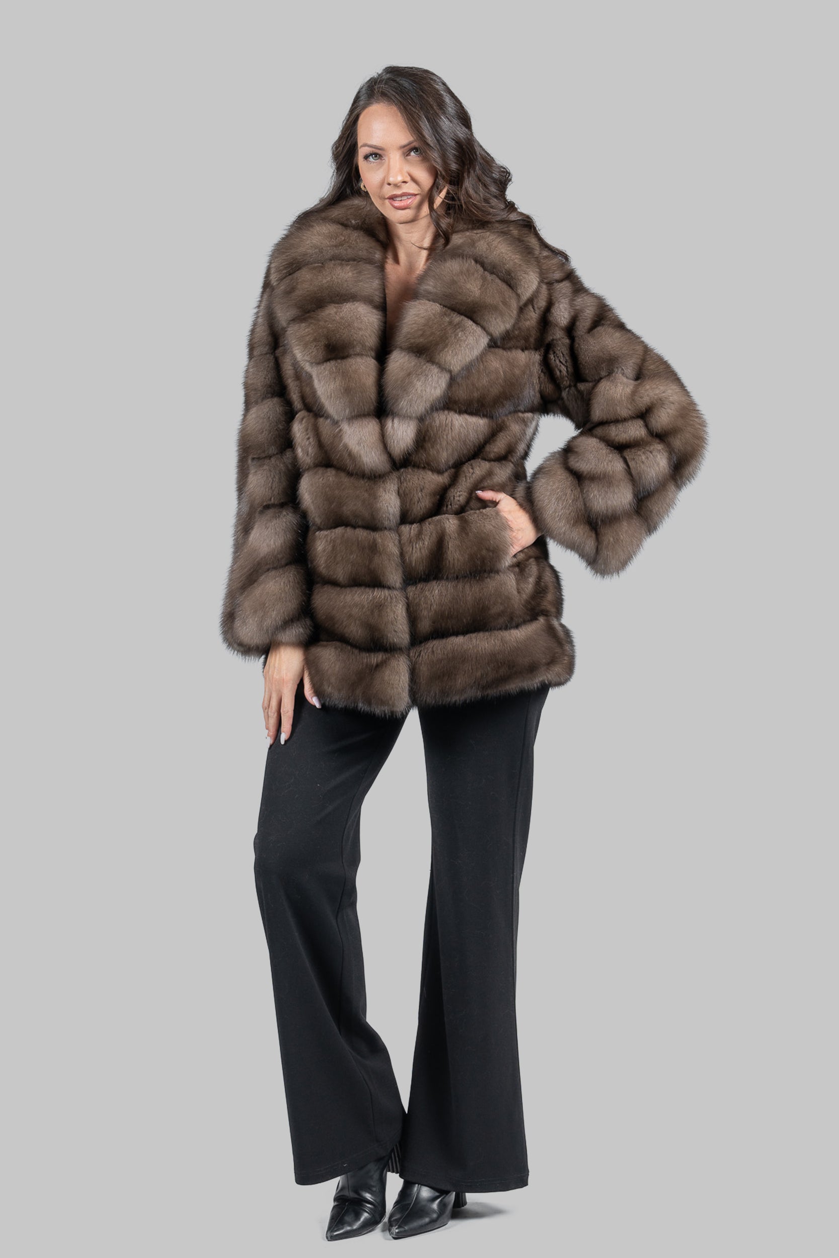 Platino Sable with Shawl Collar Coat