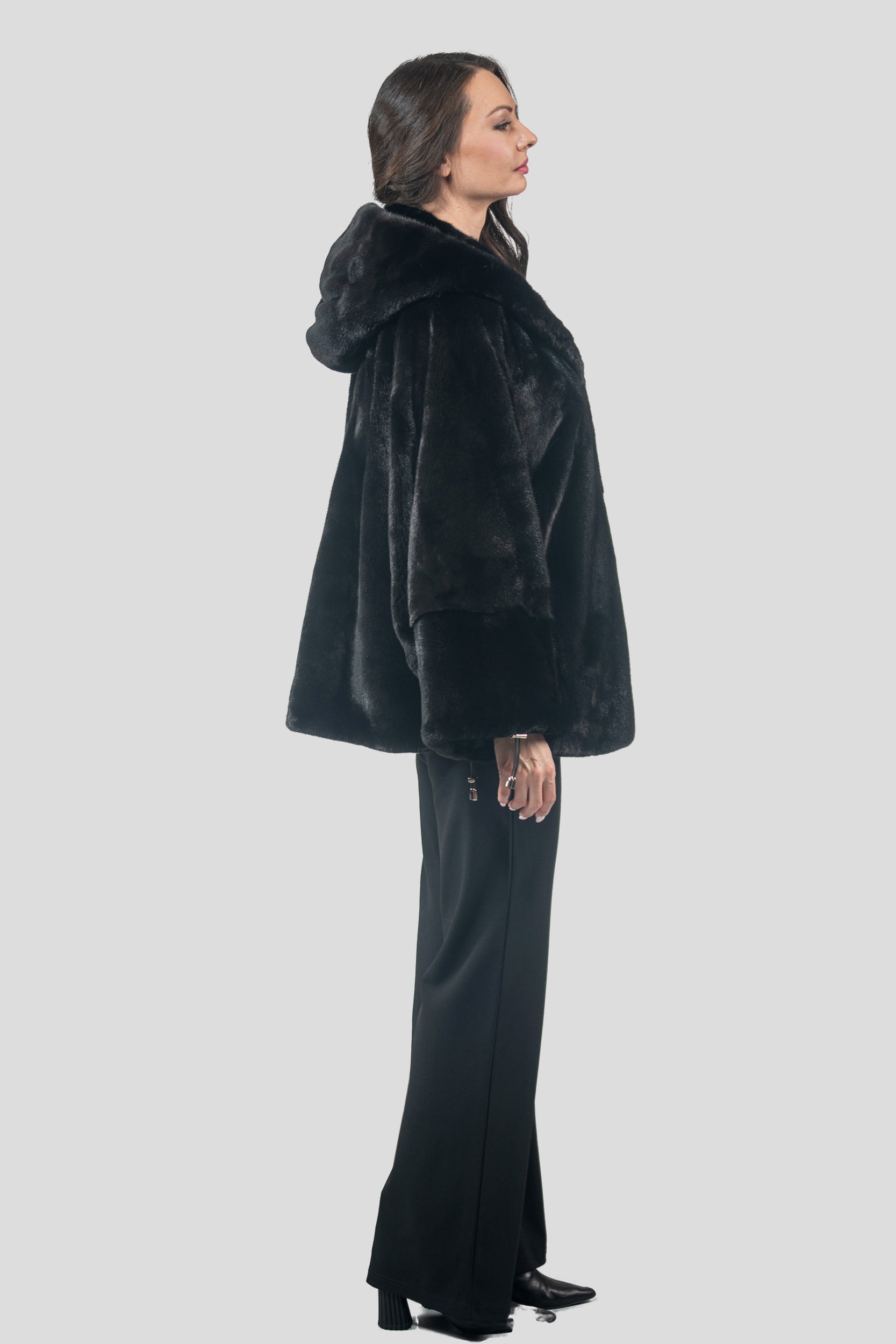 Black Mink Jacket with Hood