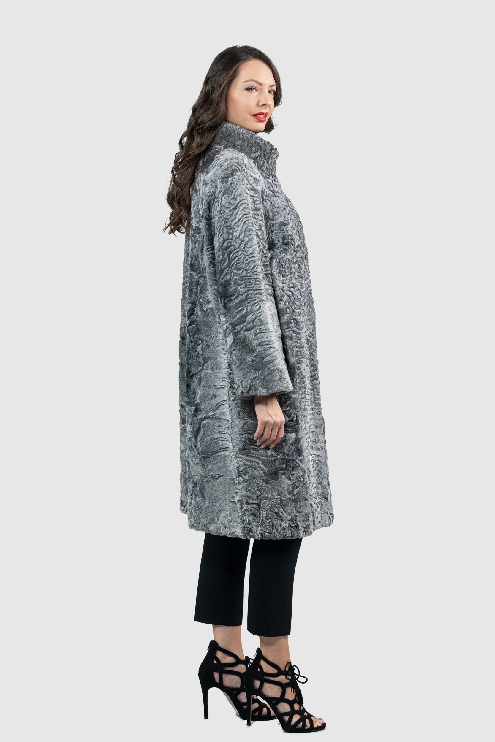 Grey Swakara Half Coat