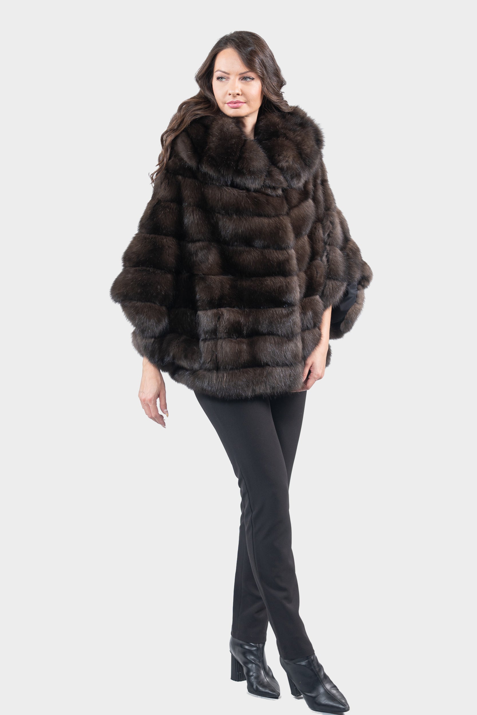 Dark Hooded Russian Sable Cape