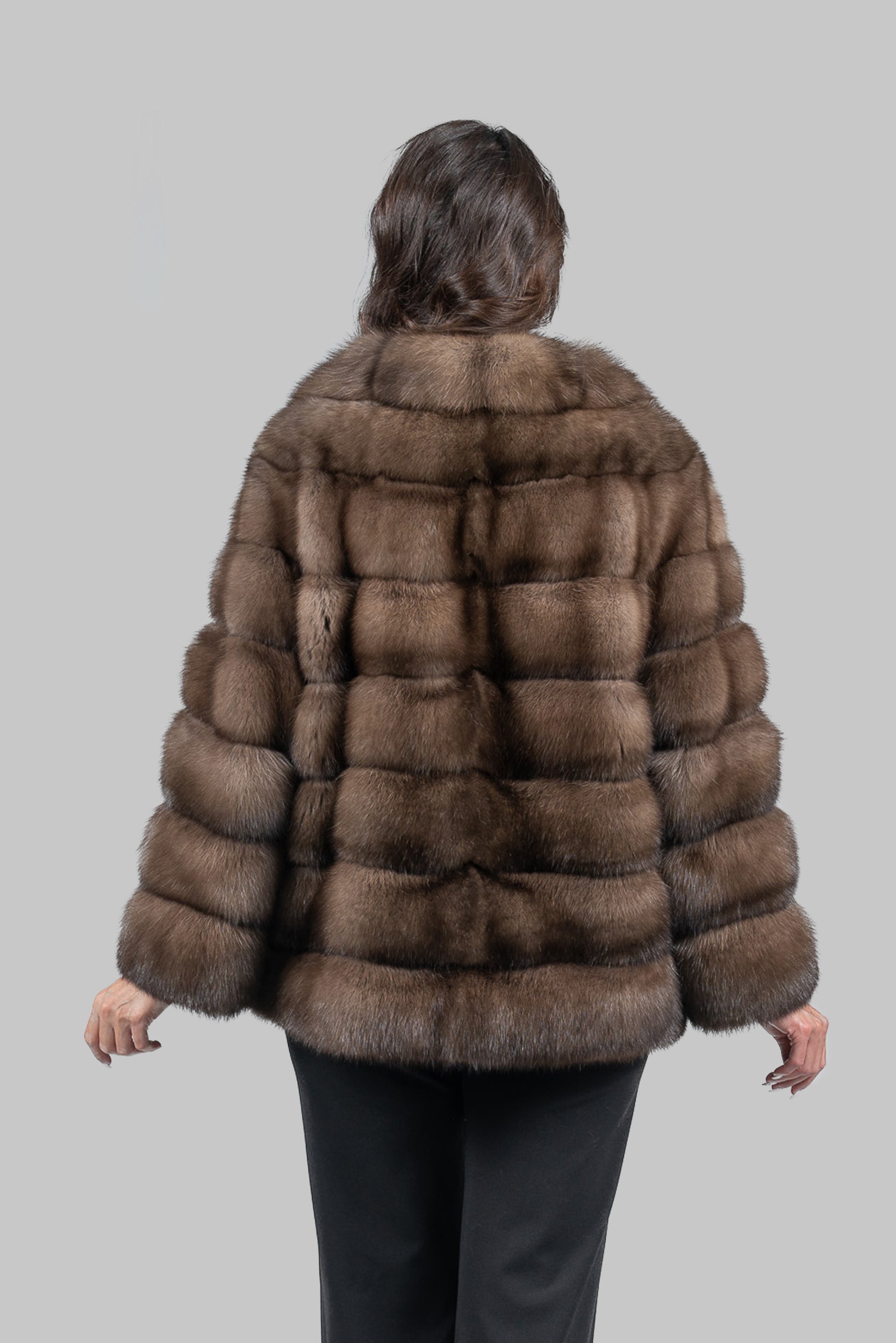 Titanium Sable Half Coat with Shawl Collar