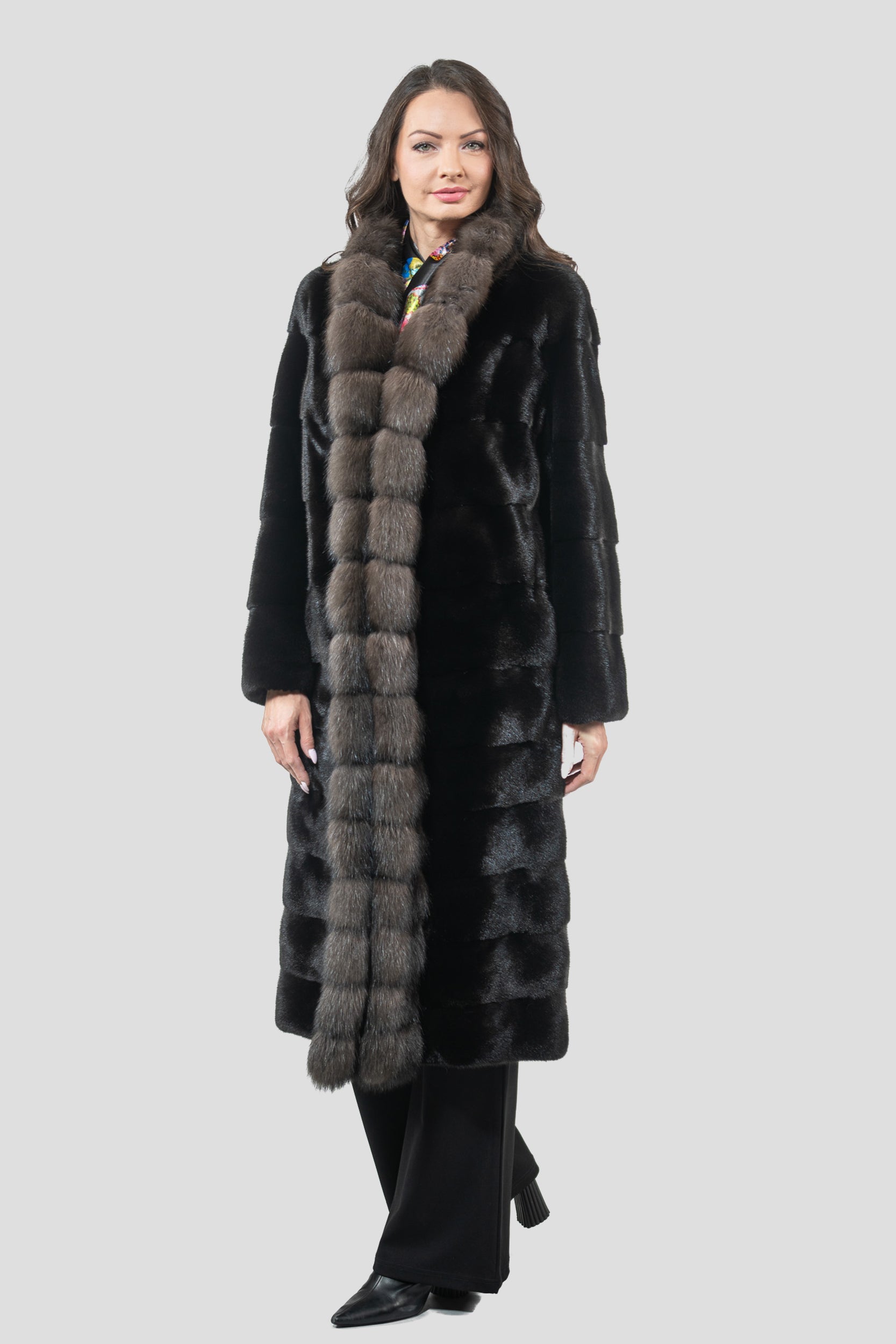 Blackglama Mink Coat With Russian Sable Trim