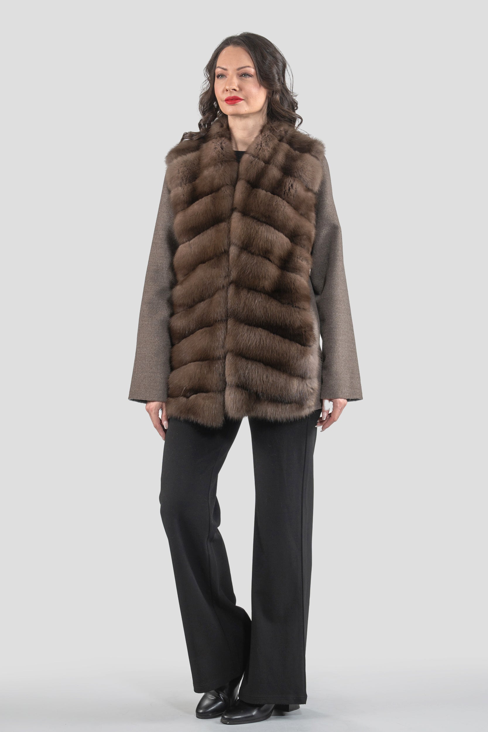 Brown Grey Cashmere Jacket with Baumarten Trim