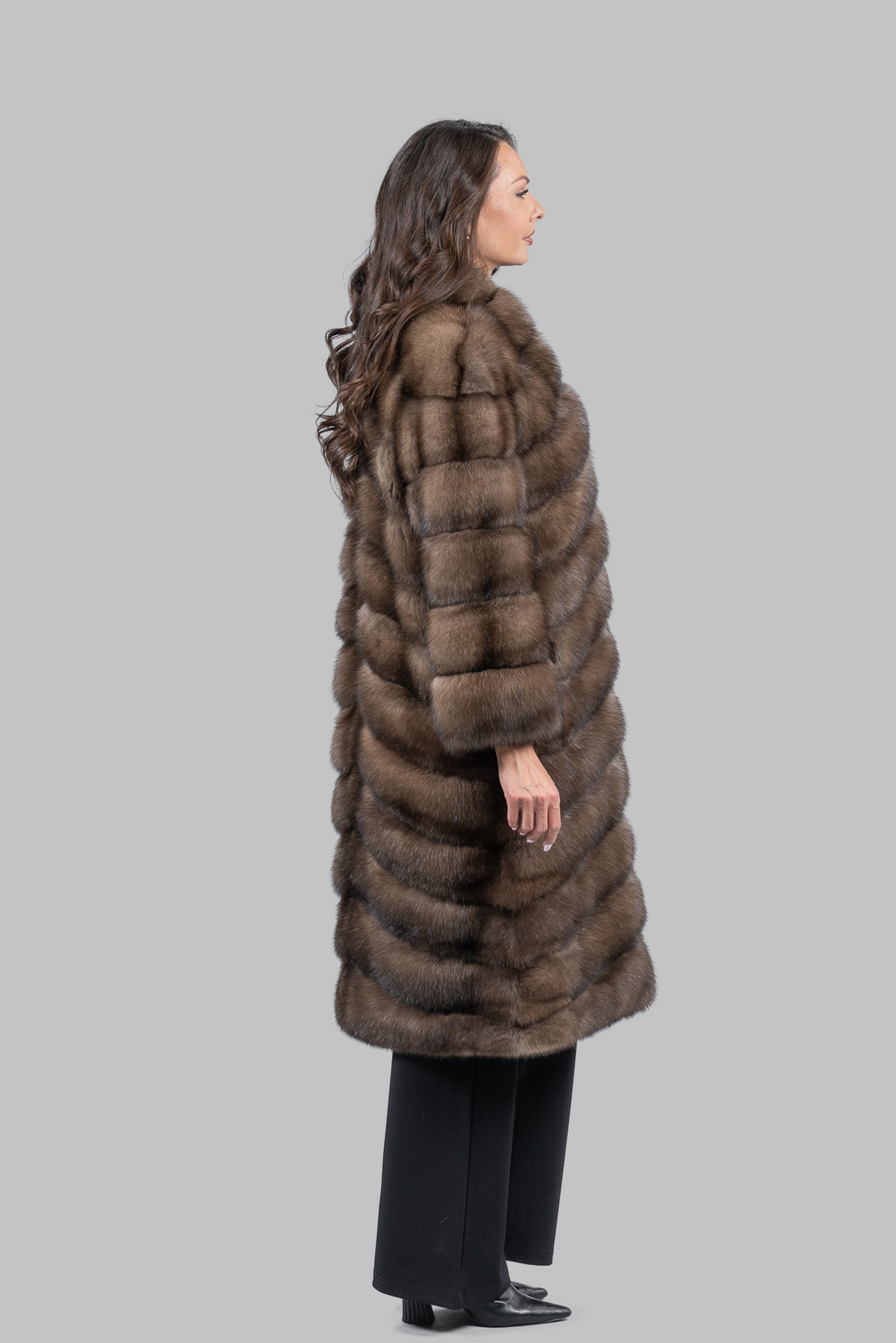 Platino Russian Sable Long Coat with Smoking Collar