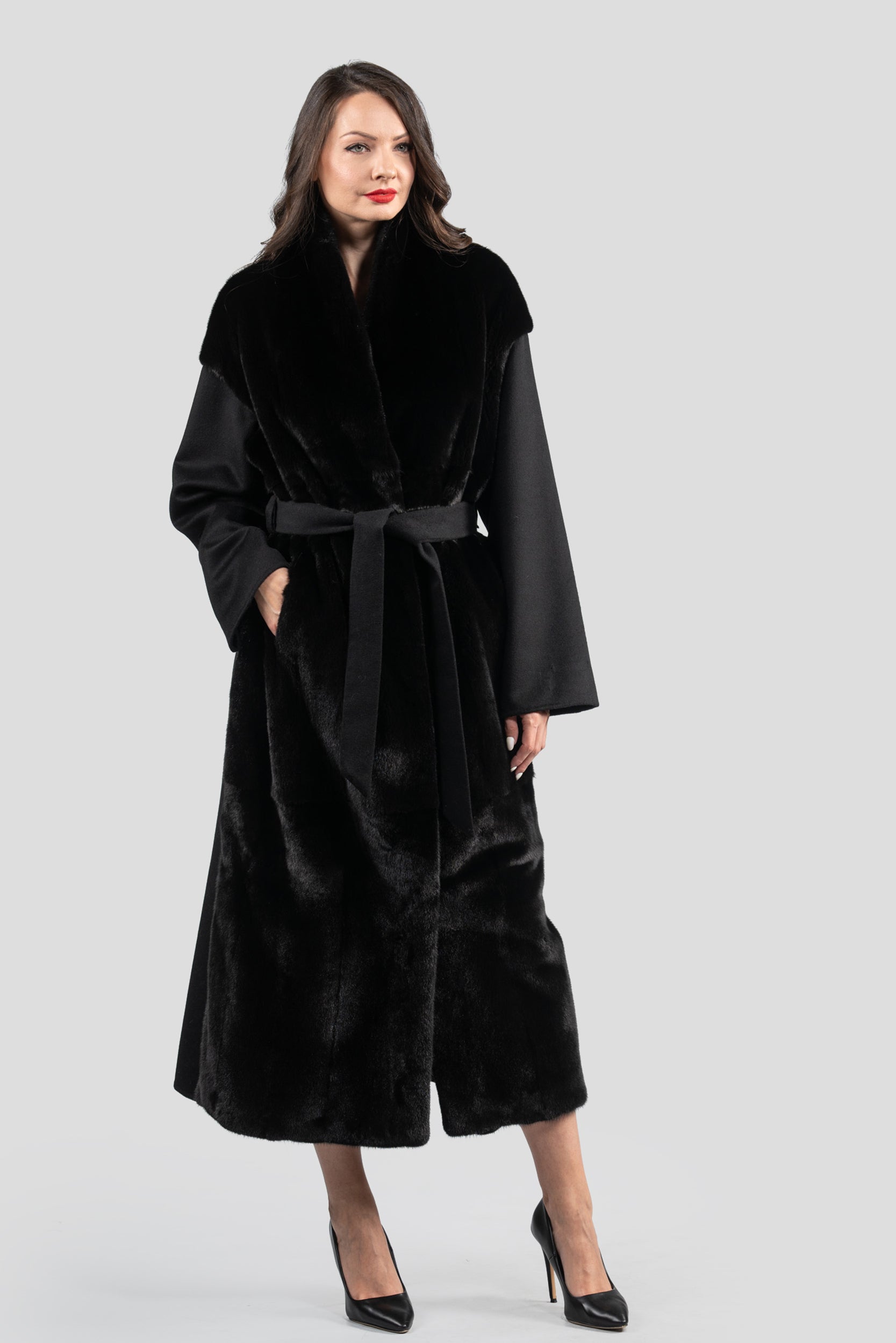 Black Cashmere Coat with Blackglama Mink Trim