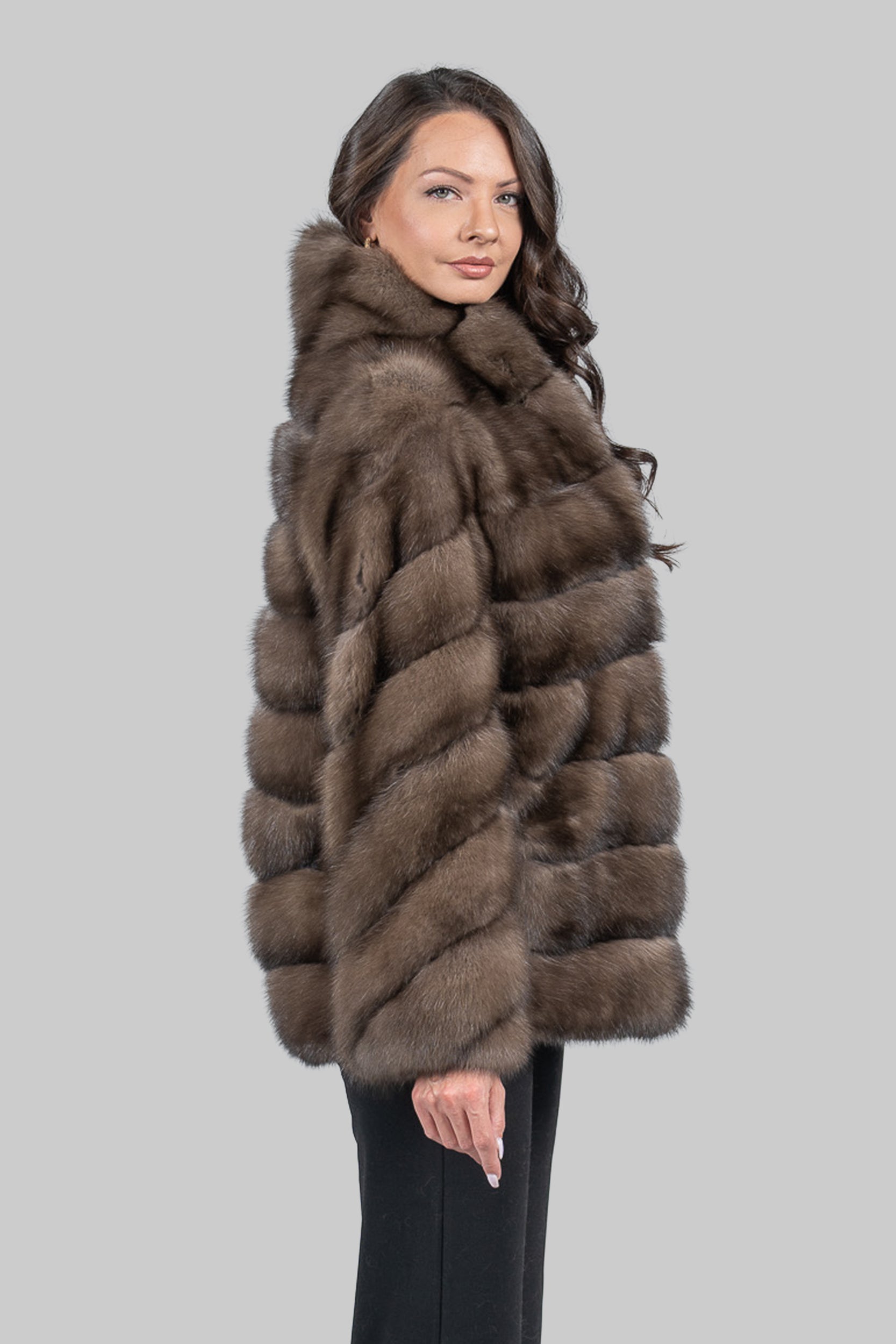 Platino Sable Jacket with Smoking Collar