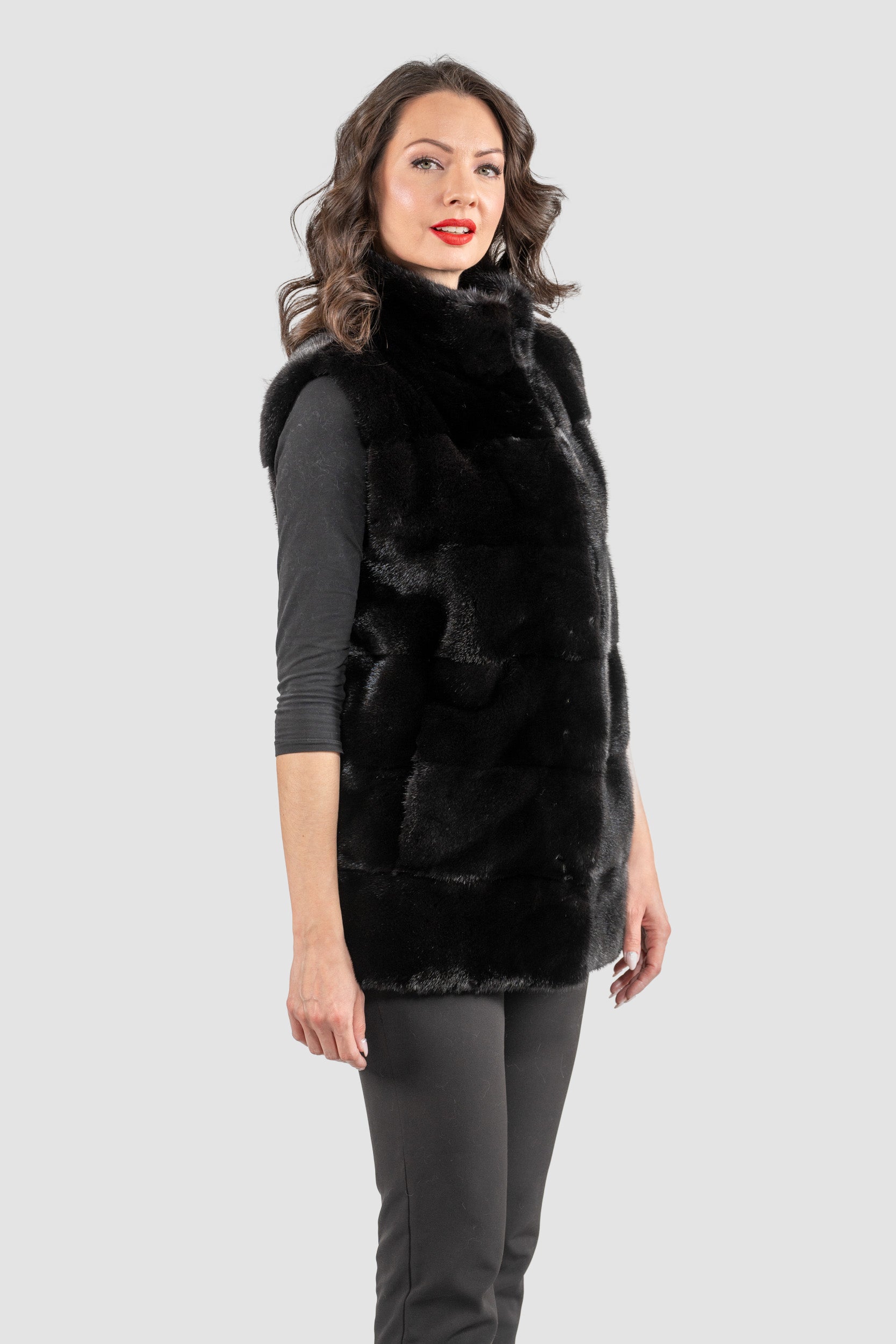 Blackglama Mink Vest with Stand Collar
