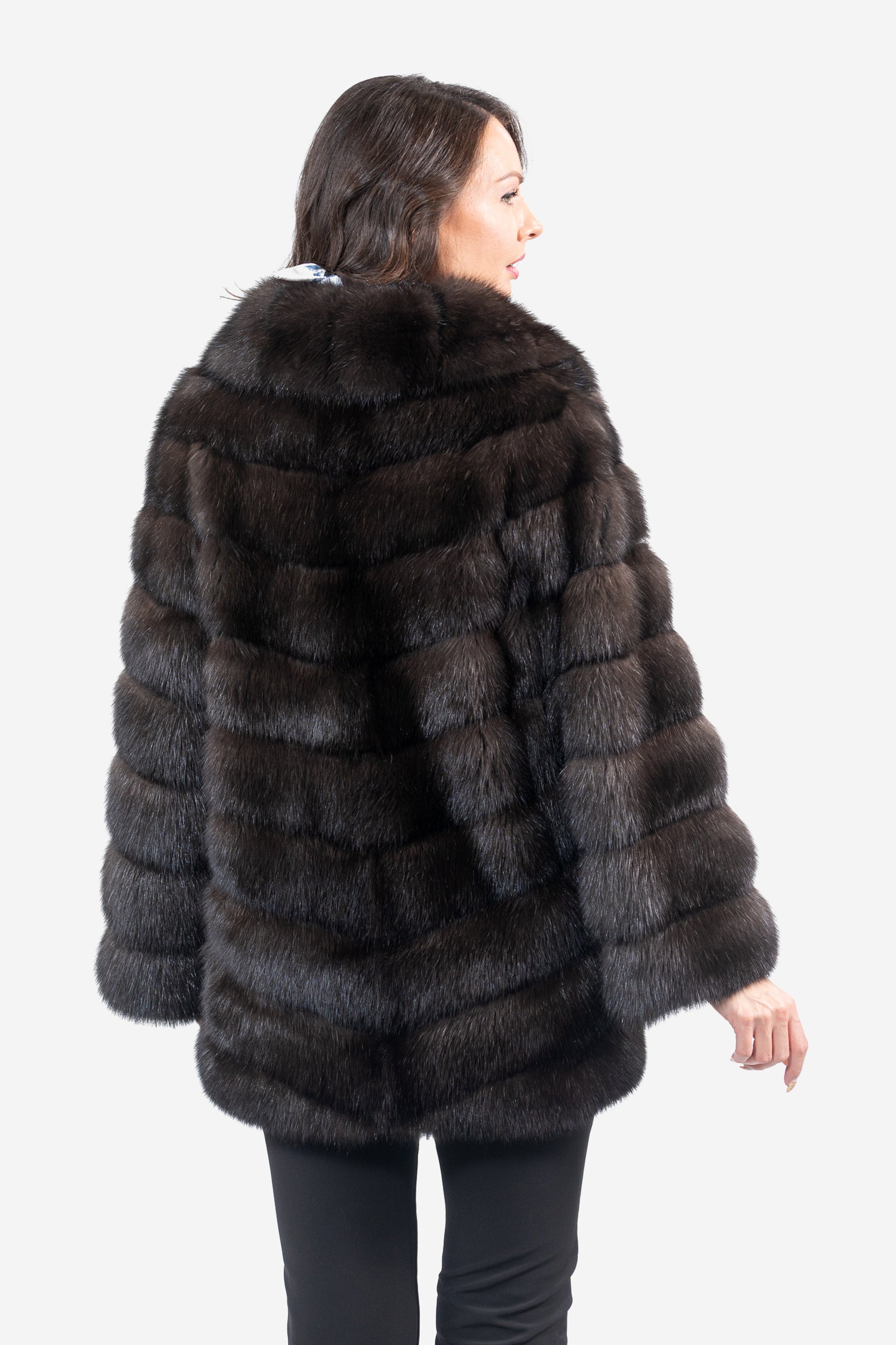 Dark Russian Sable Half Coat With Shawl Collar