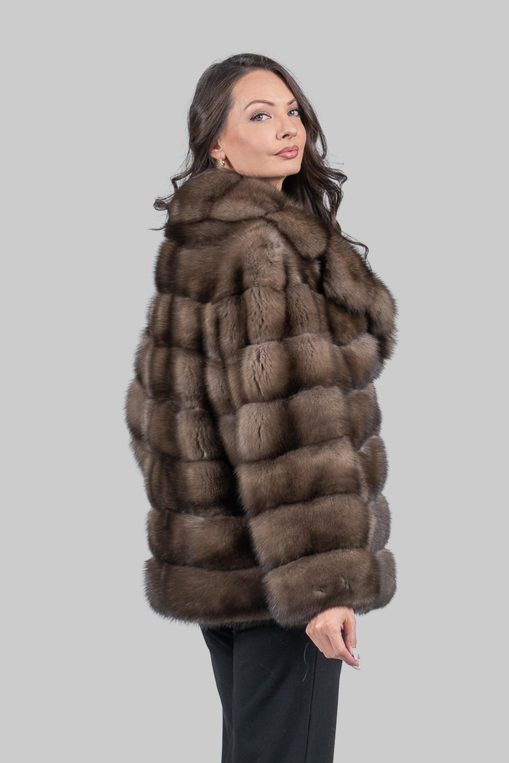 Sable Fur Jacket with Notch Collar