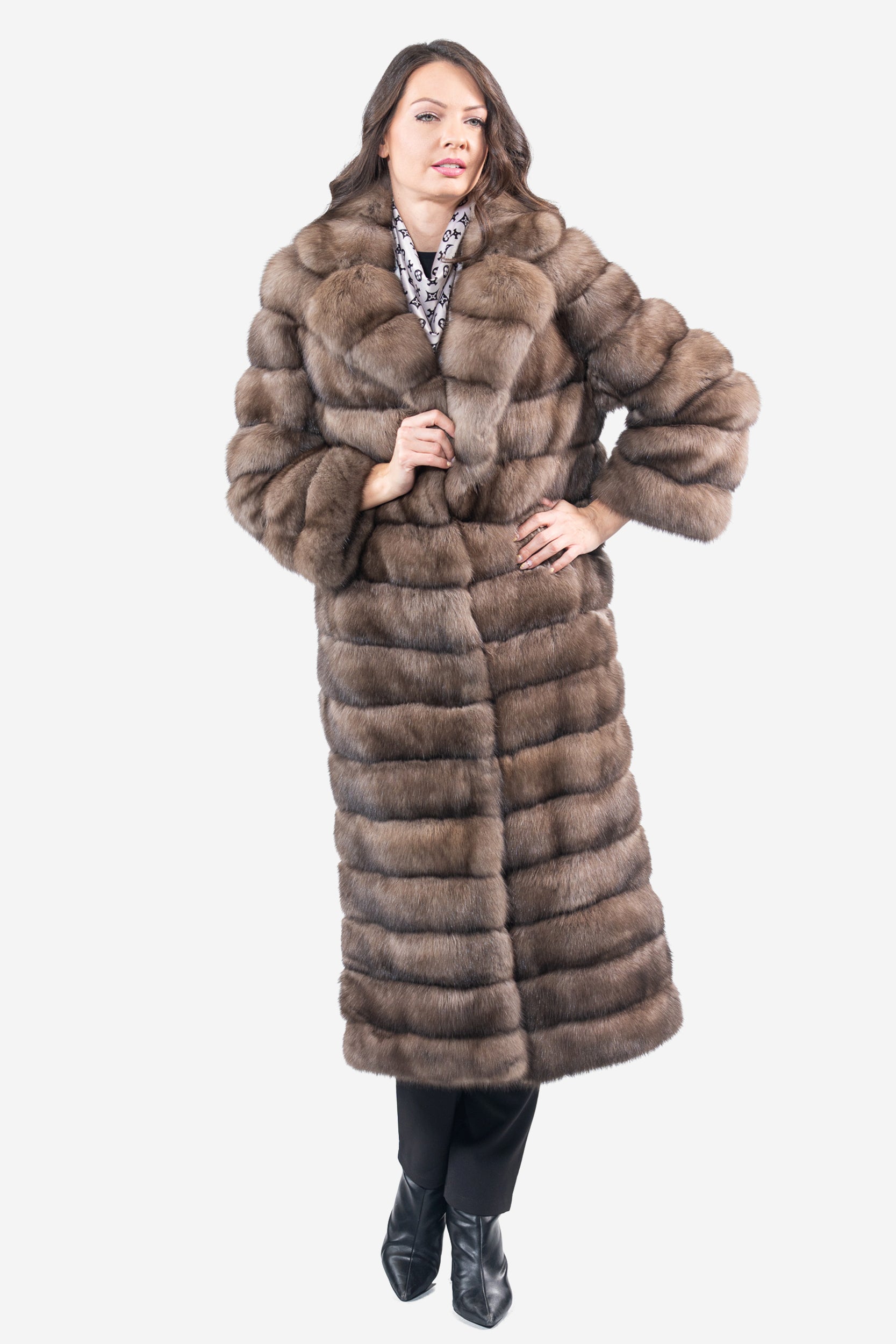 Platino Russian Sable Coat with Shawl Collar