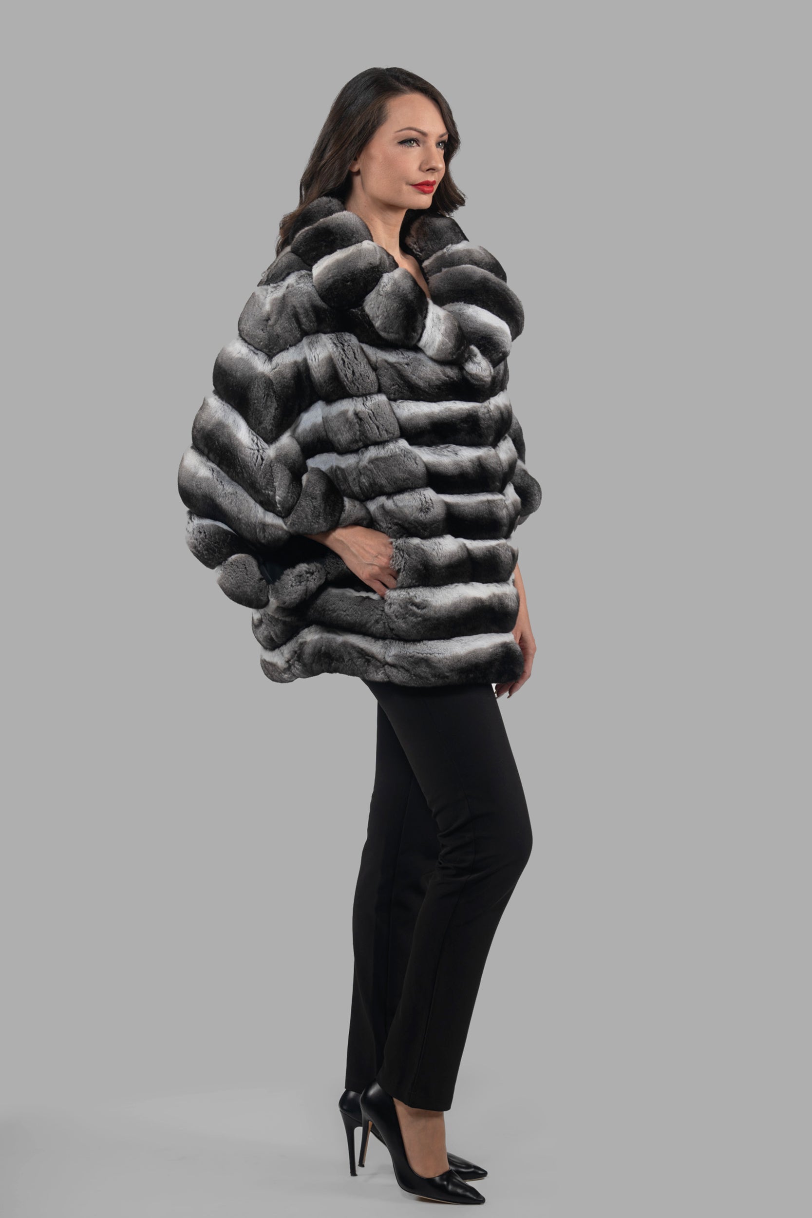Chinchilla Cape with Notch Collar