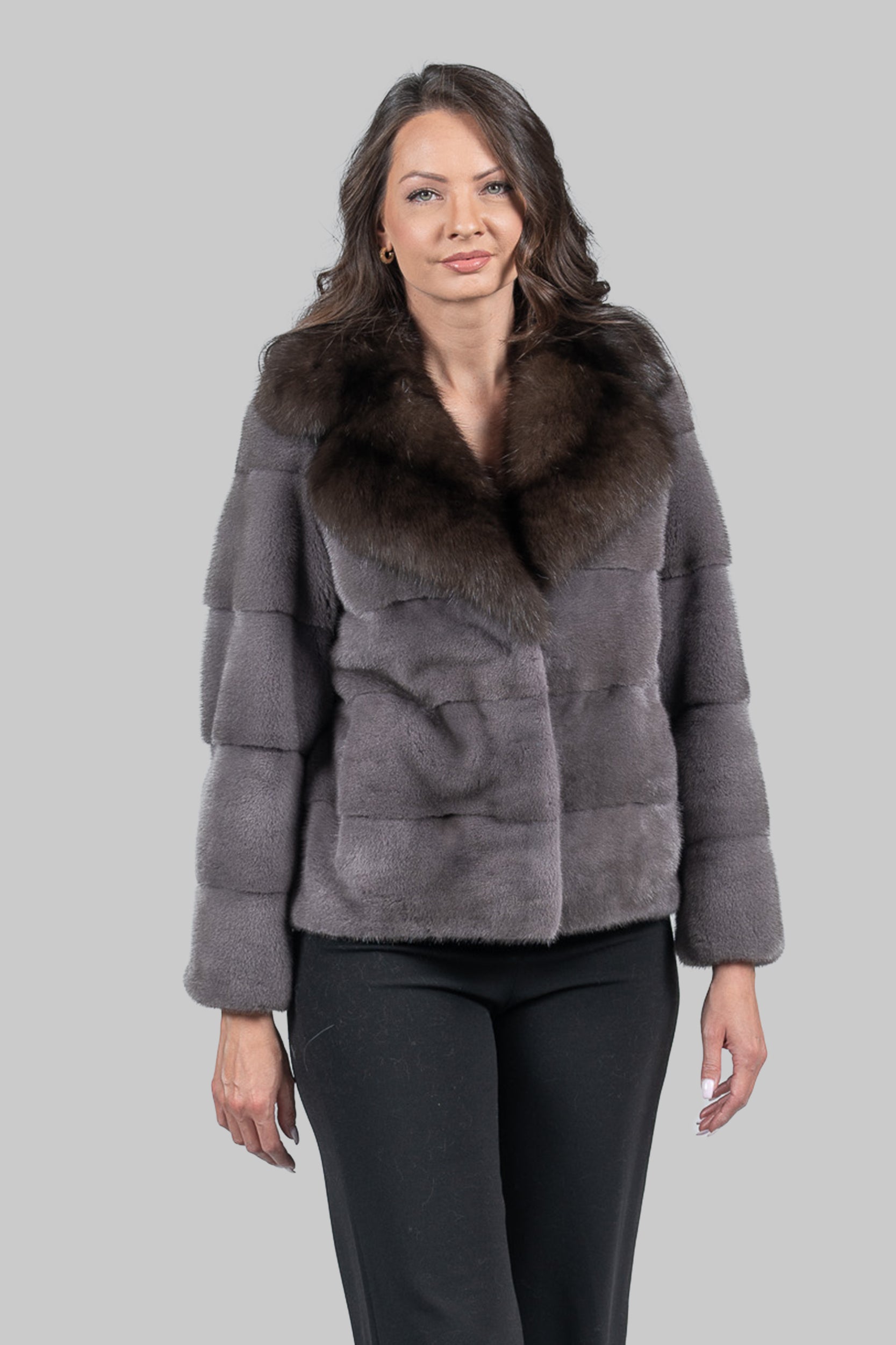 Grey Moon Mink Jacket with Russian Sable Collar