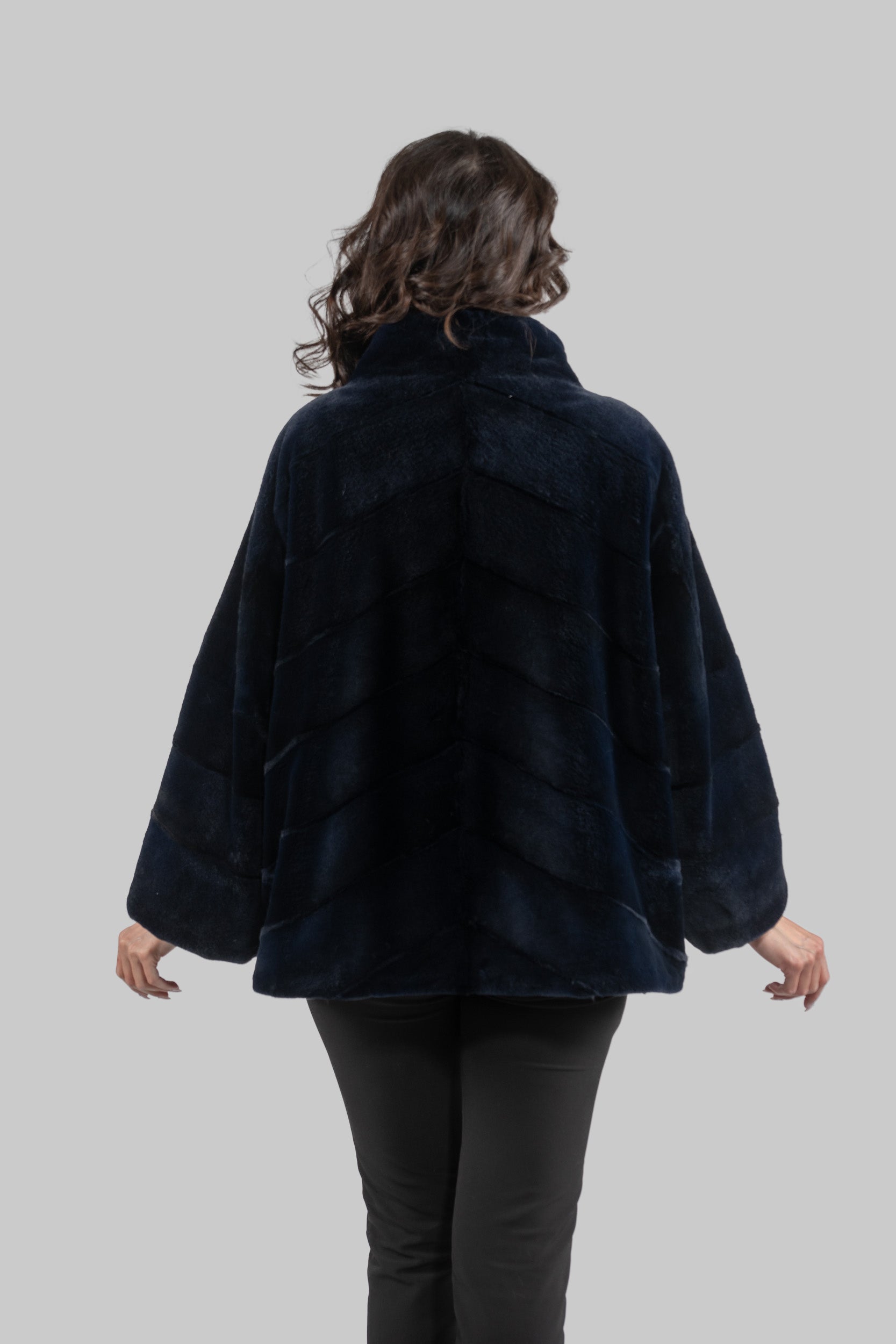 Blue Black Mink Sheared Jacket