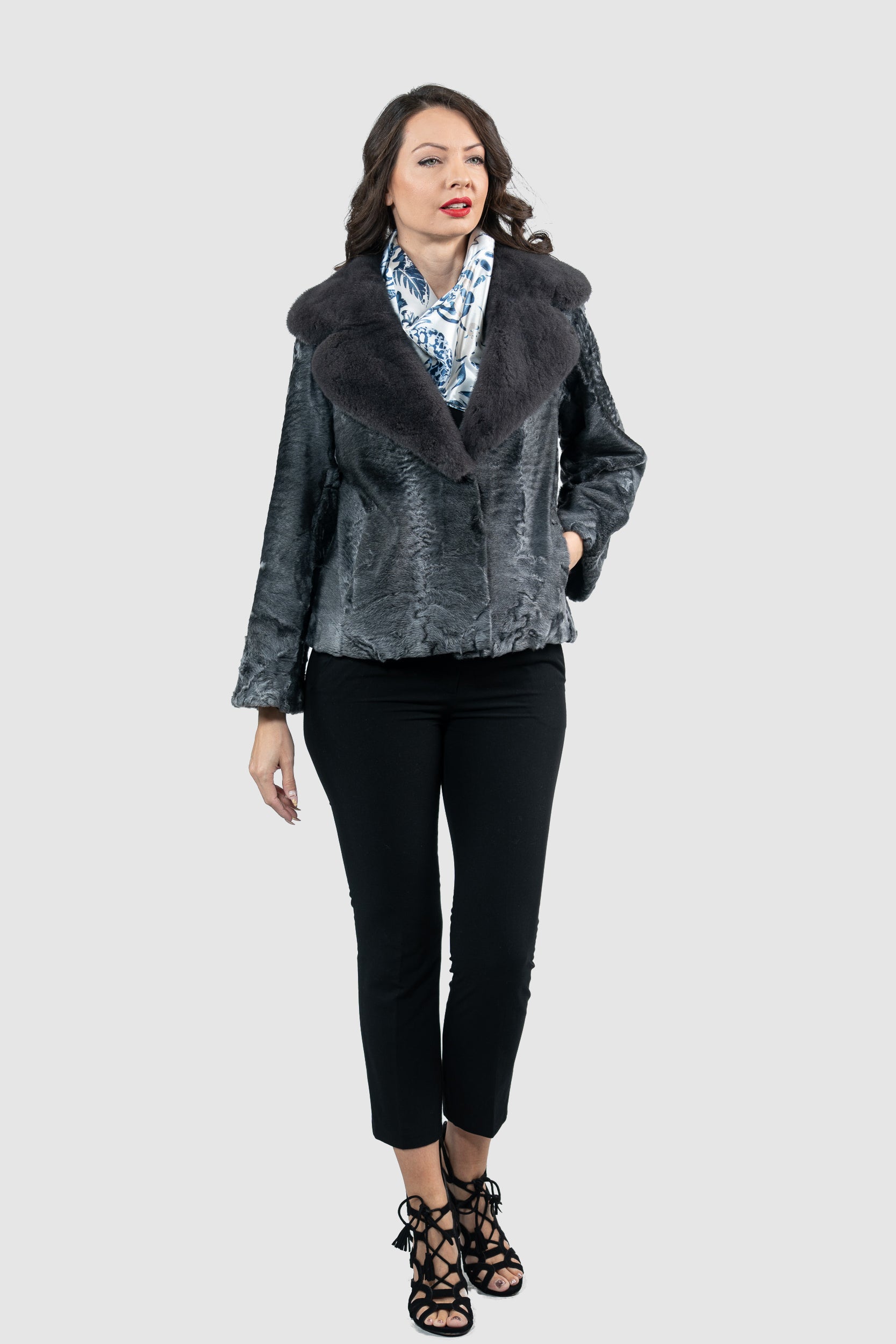 Acciaio Swakara Jacket with Fox Notch Collar