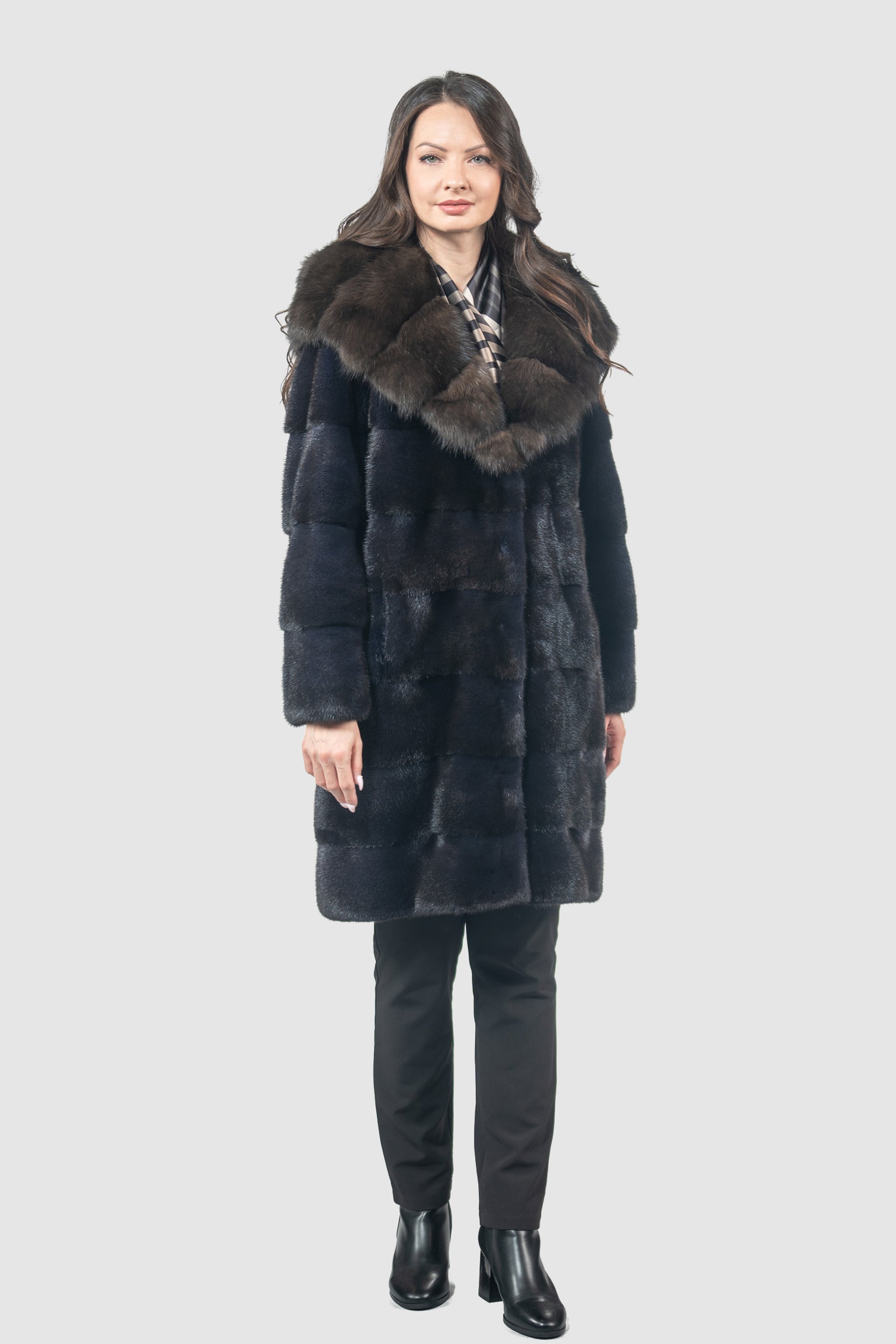 Purple Mink Half Coat with Russian Sable Hood