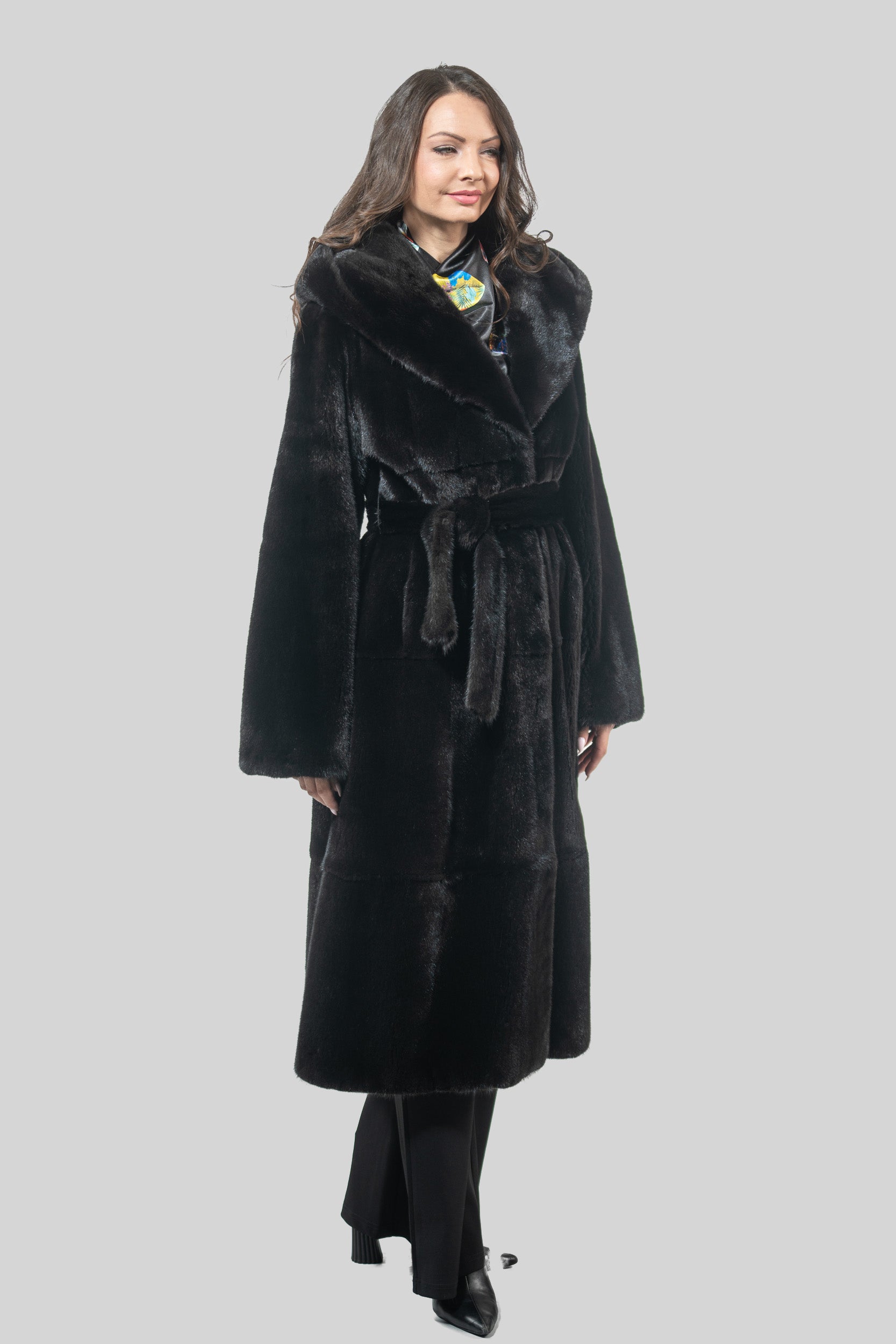 Blackgalama Mink Coat With Attached Hood