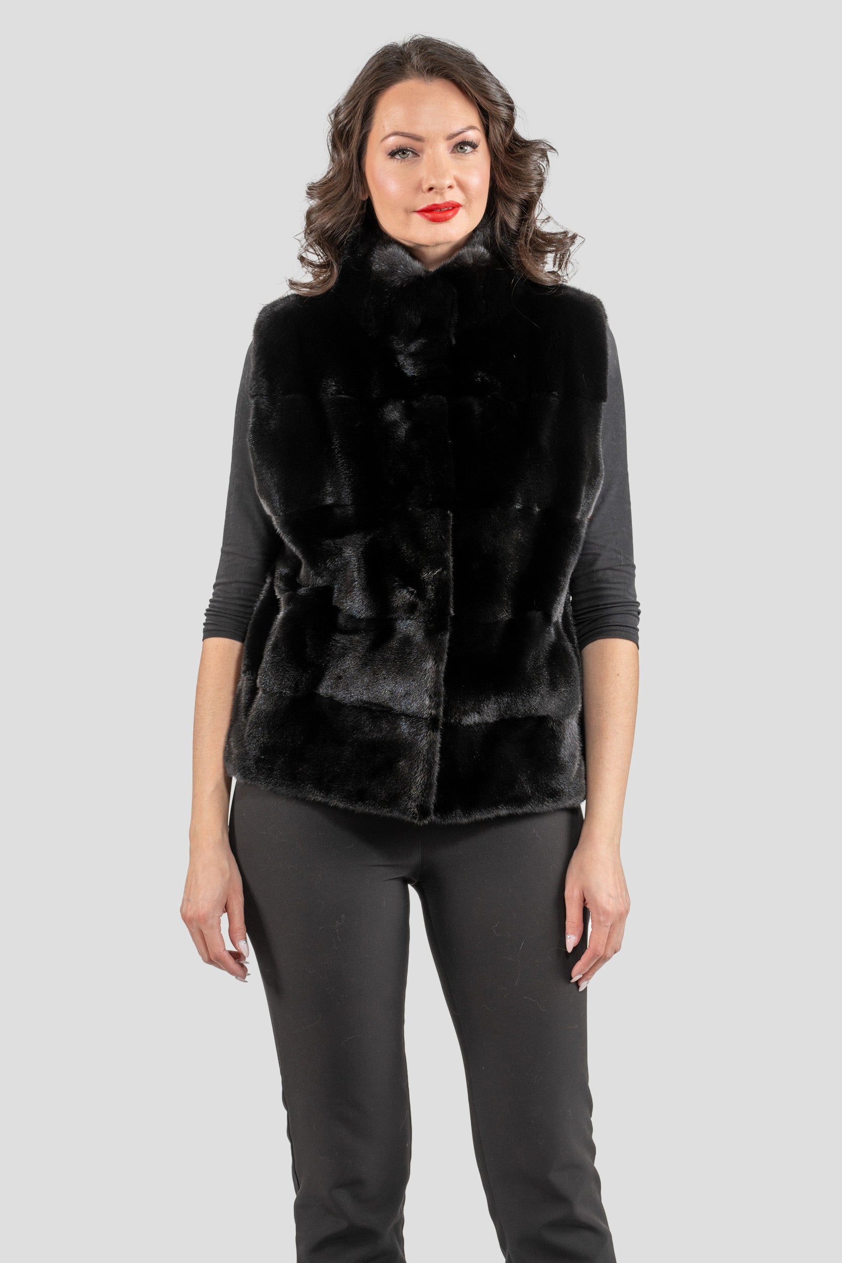 Blackglama Mink Short Vest with Stand Collar