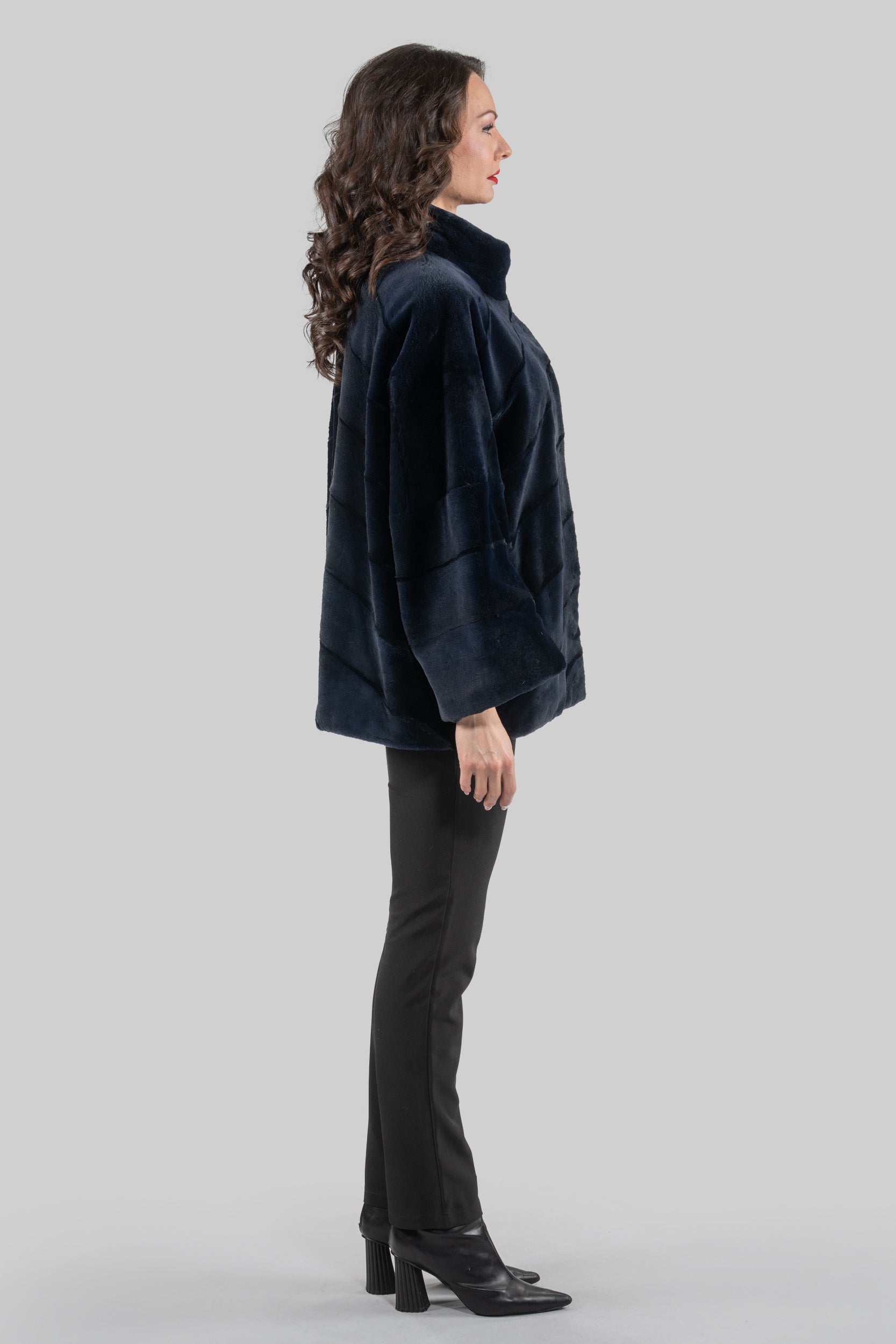 Blue Black Mink Sheared Jacket