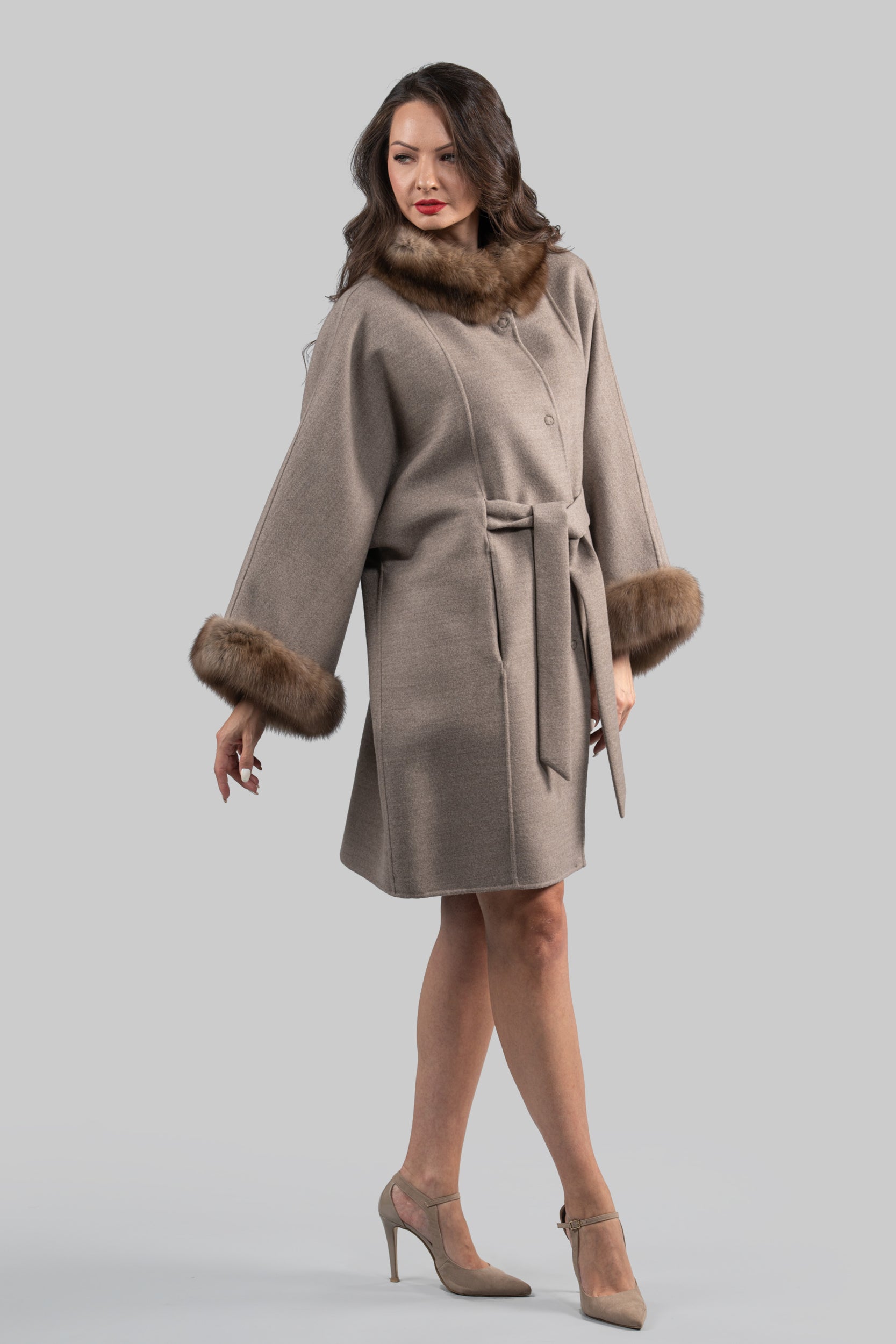 Gray Brown Cashmere Cape