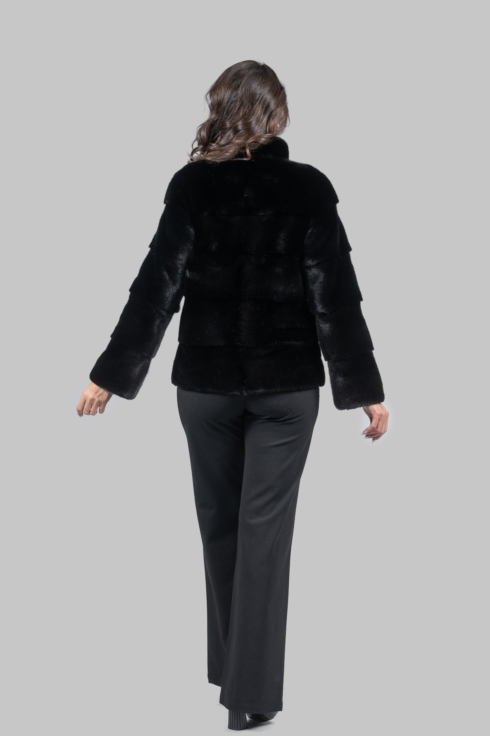 Black Mink Tiered Jacket