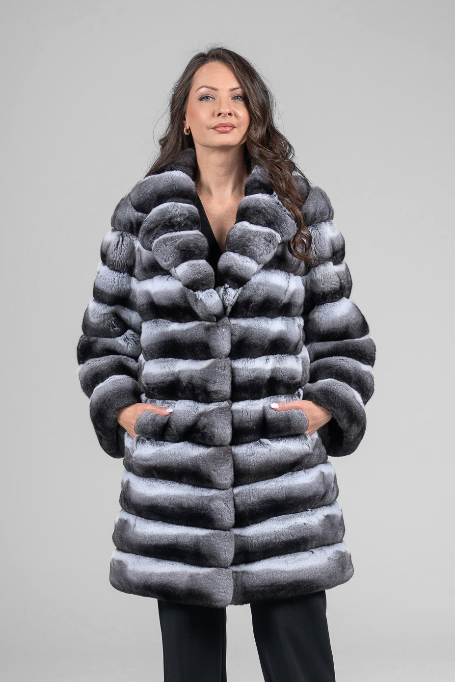 Chinchilla Half Coat with Notch Collar