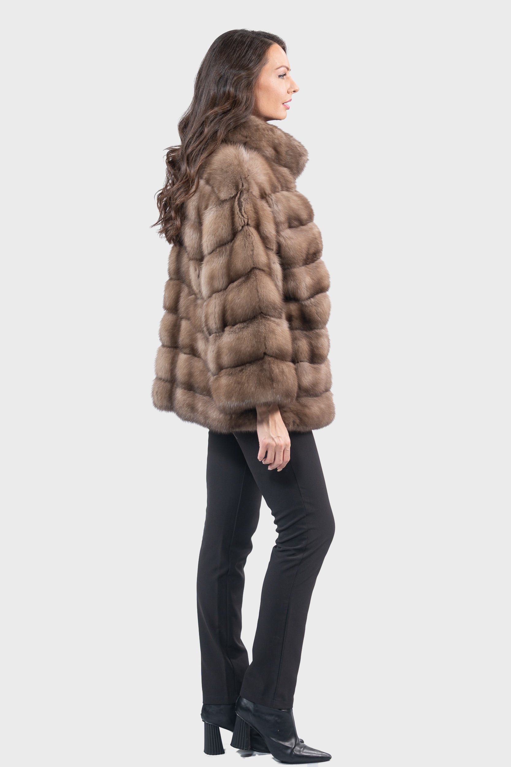 Graphite Russian Sable Jacket with Zipper