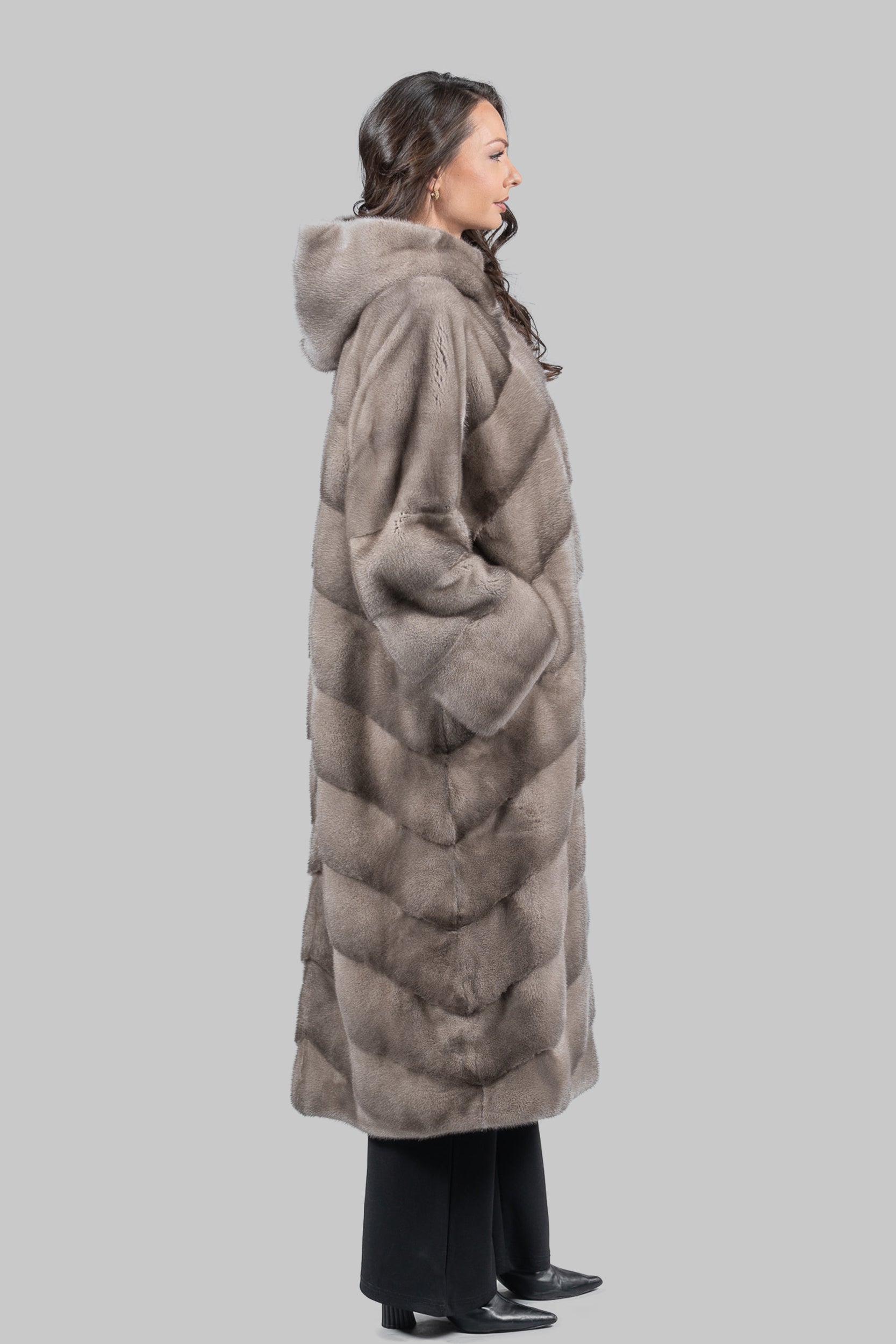 Silver Blue Mink Coat with Hood