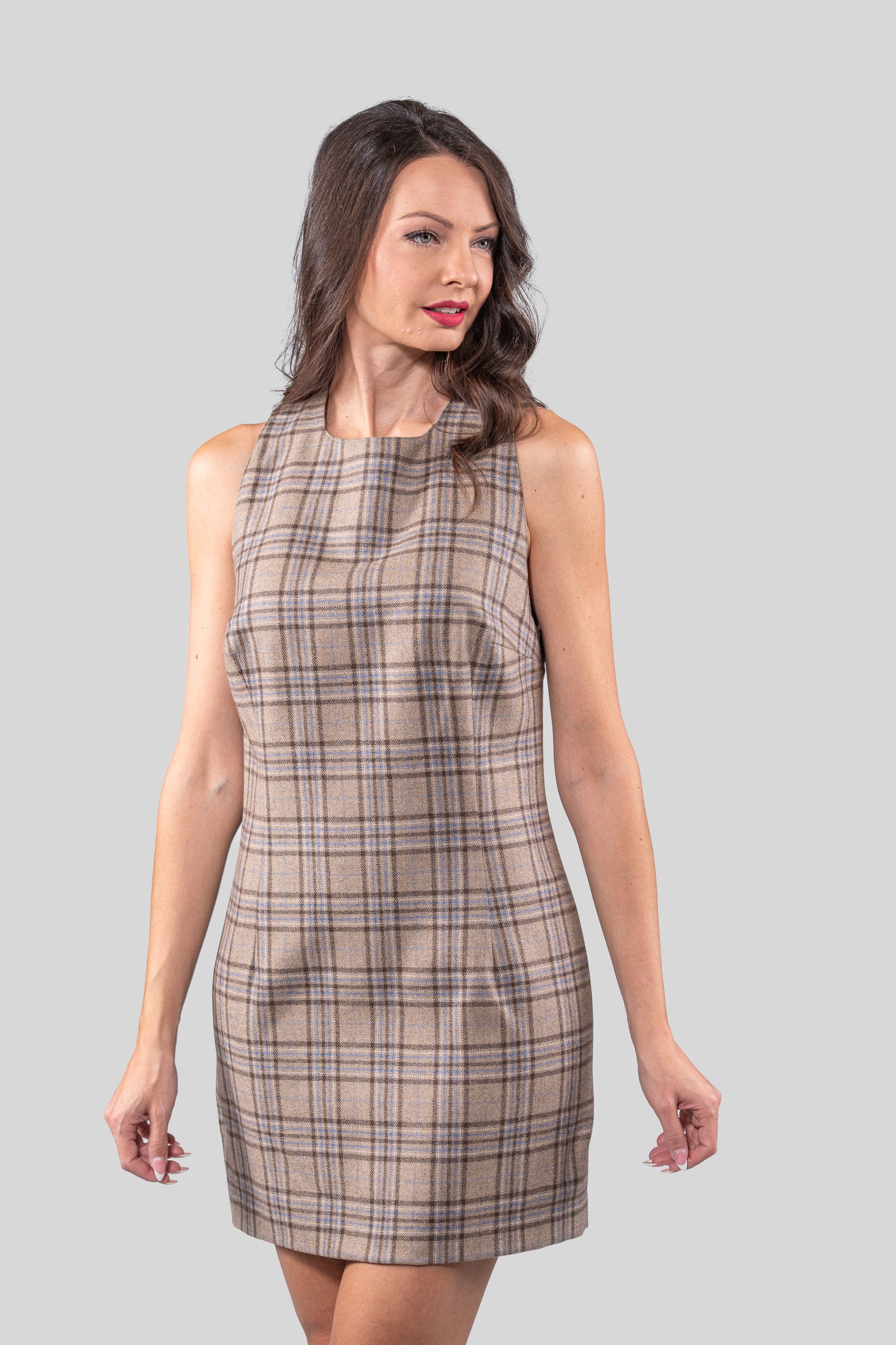 Beige Sleevless Dress Fabric