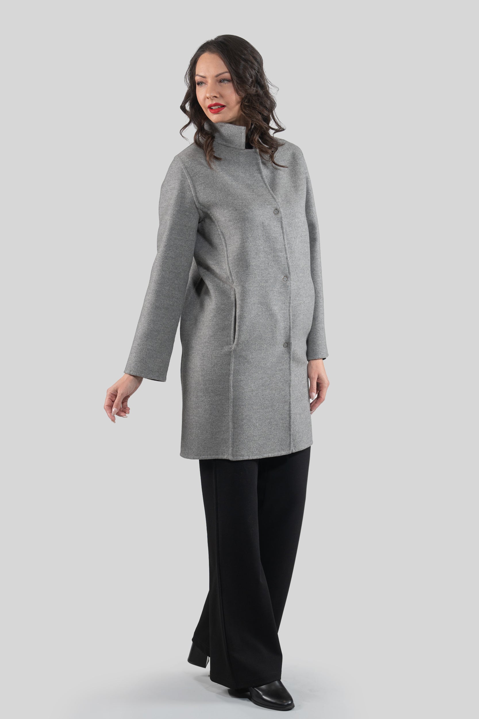 Grey Cashmere Half Coat