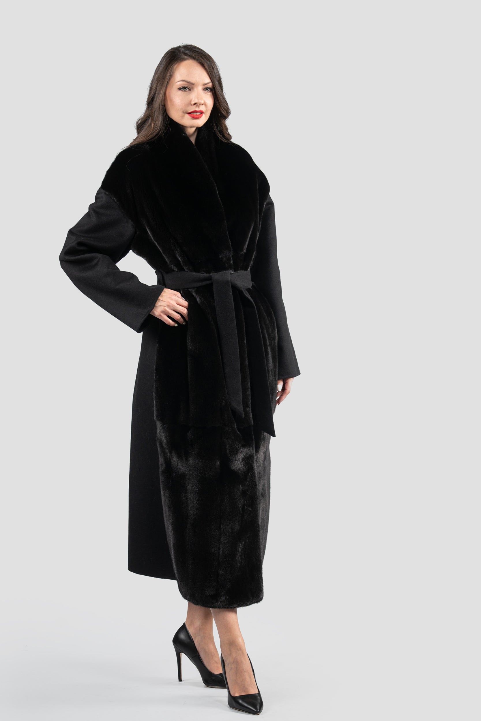 Black Cashmere Coat with Blackglama Mink Trim