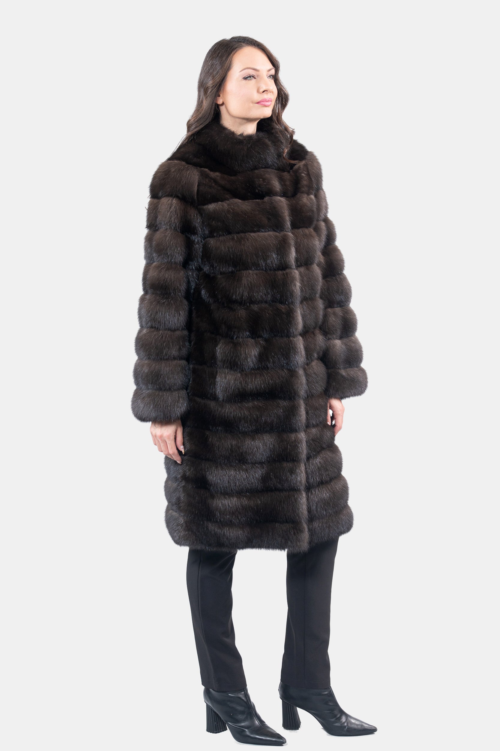 Reversible Dark Russian Sable Half Coat with Stand Collar