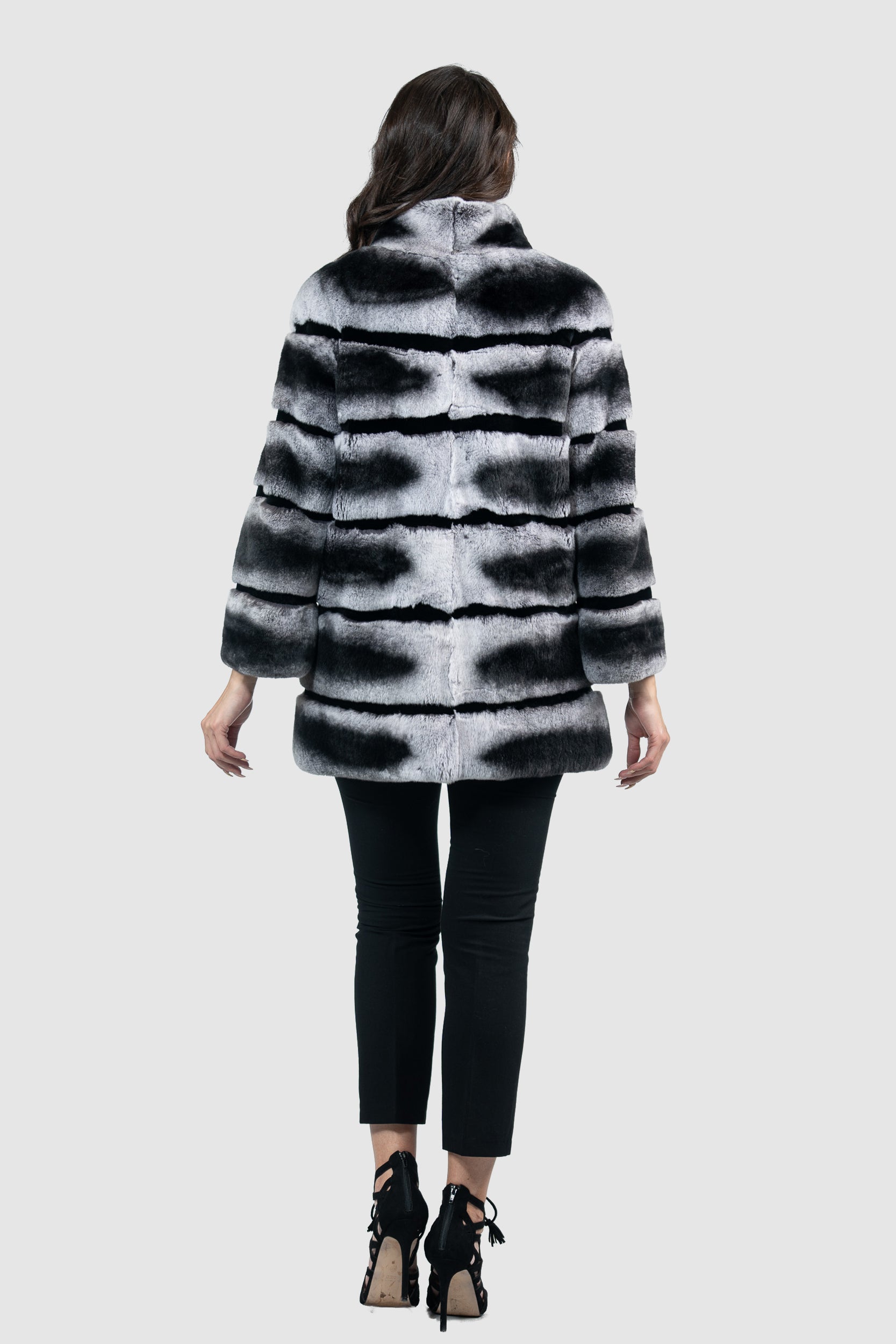 Rex Rabbit Half Coat with Stand Collar