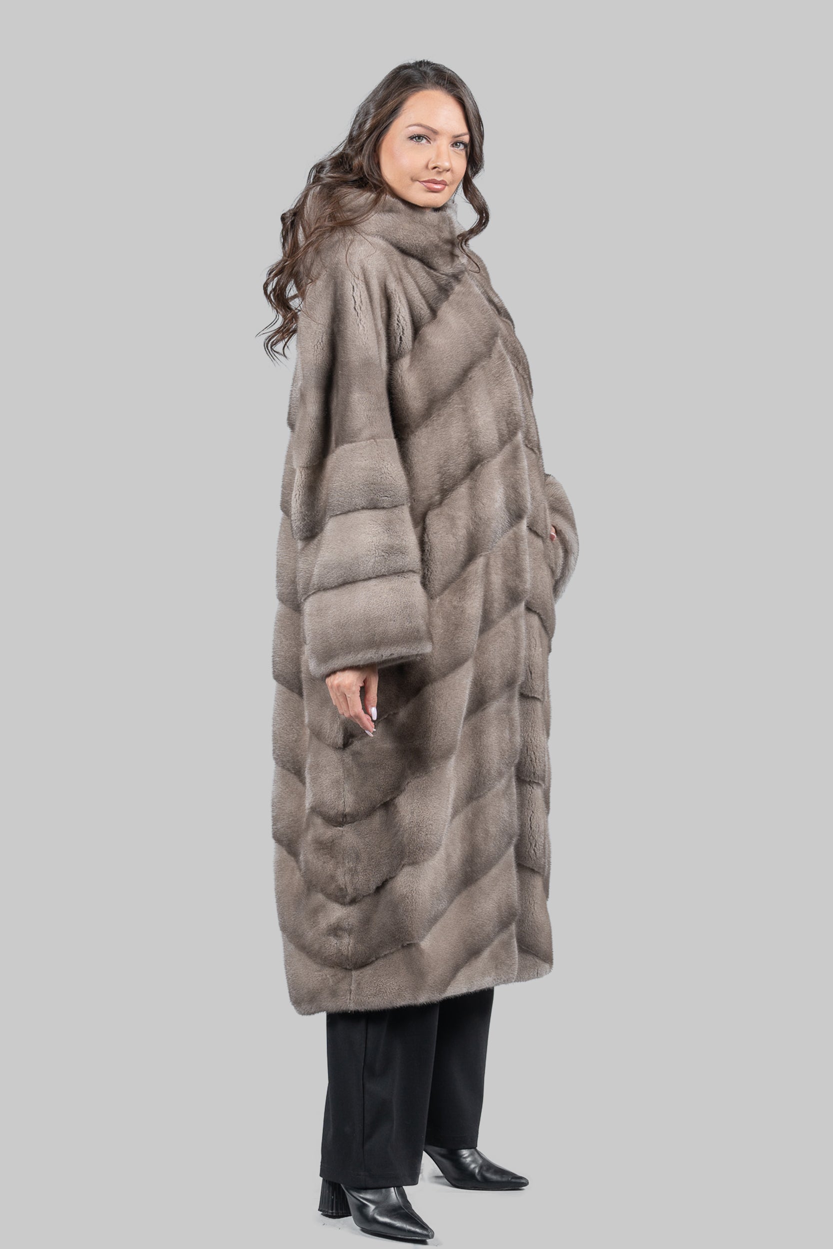 Silver Blue Mink Coat with Hood