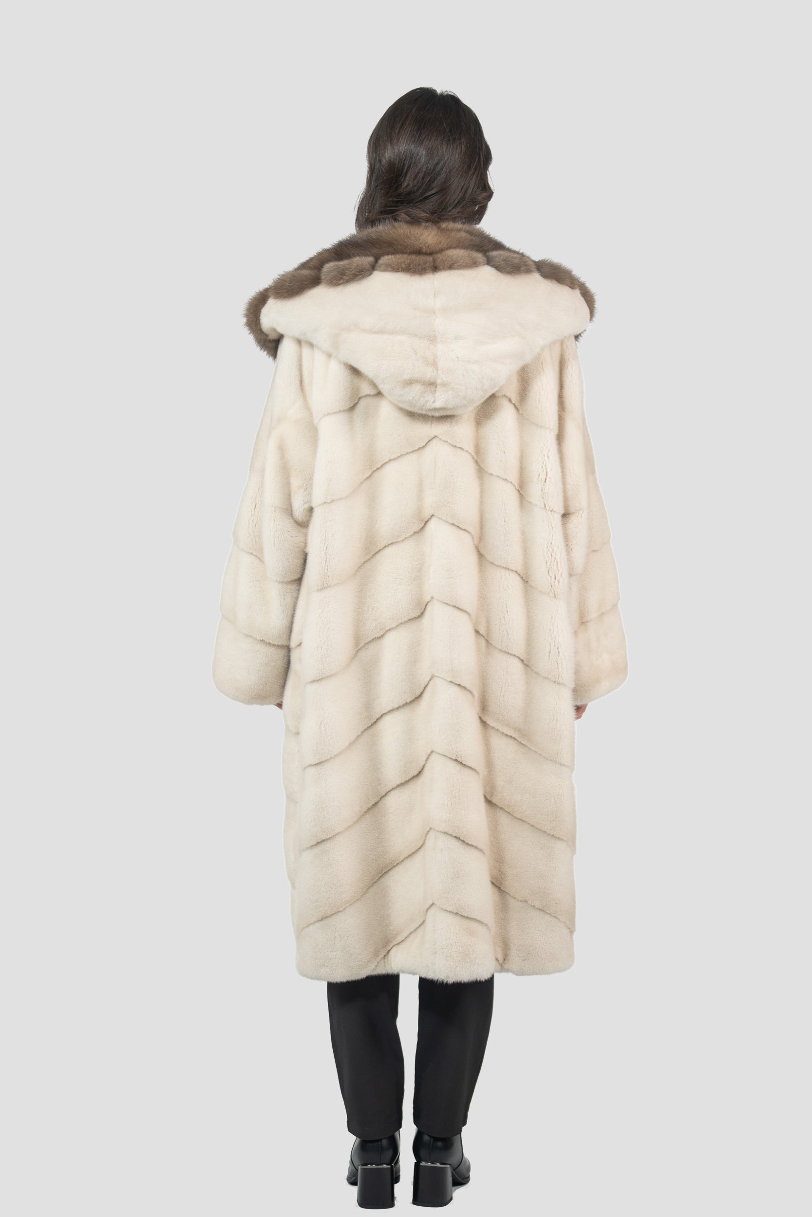 Pearl Mink Coat with Russian Sable Hood